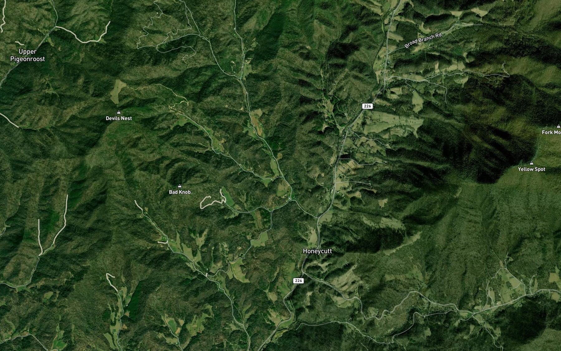 Satellite map of the Hughes Branch