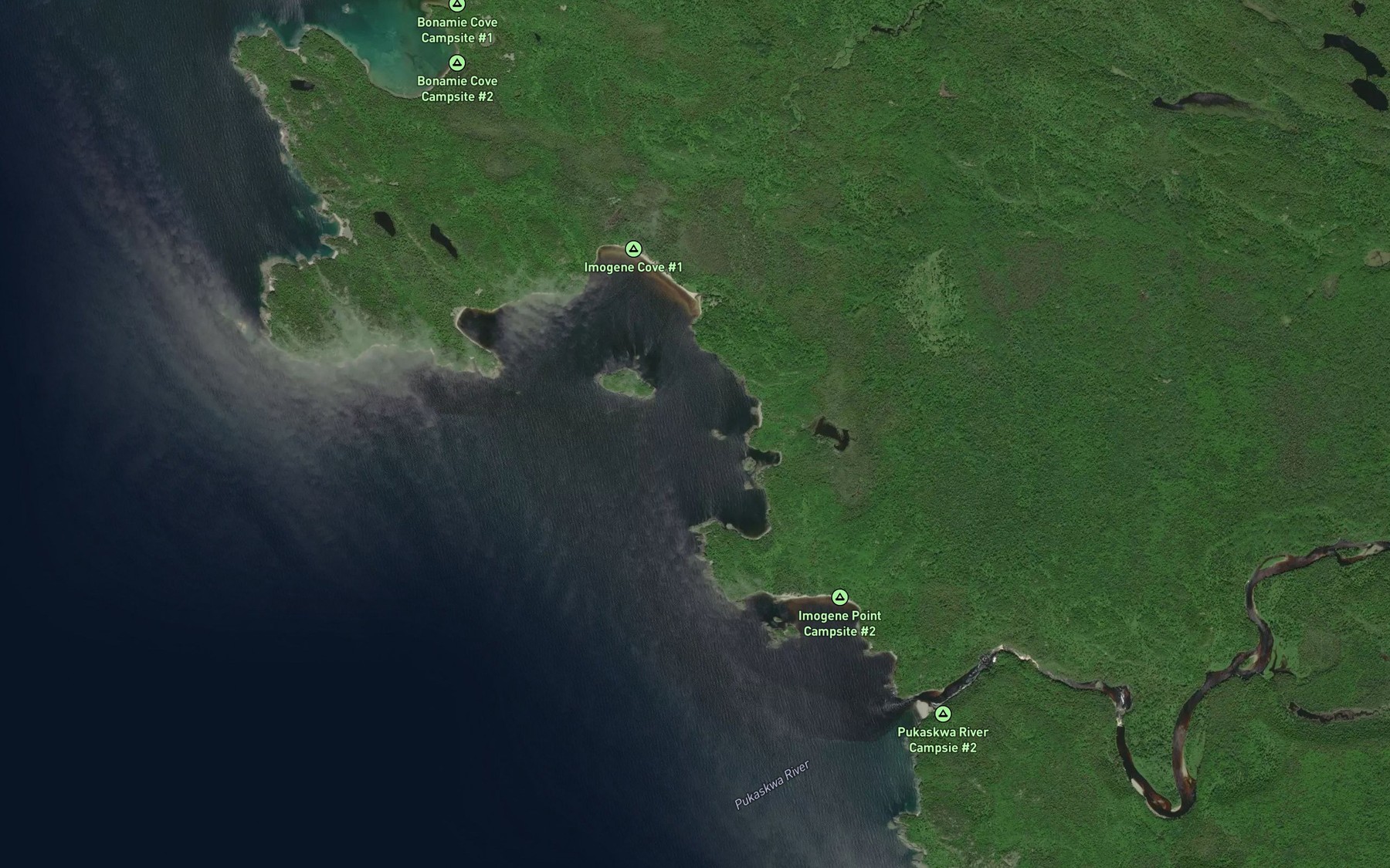 Satellite map of the Imogene Cove