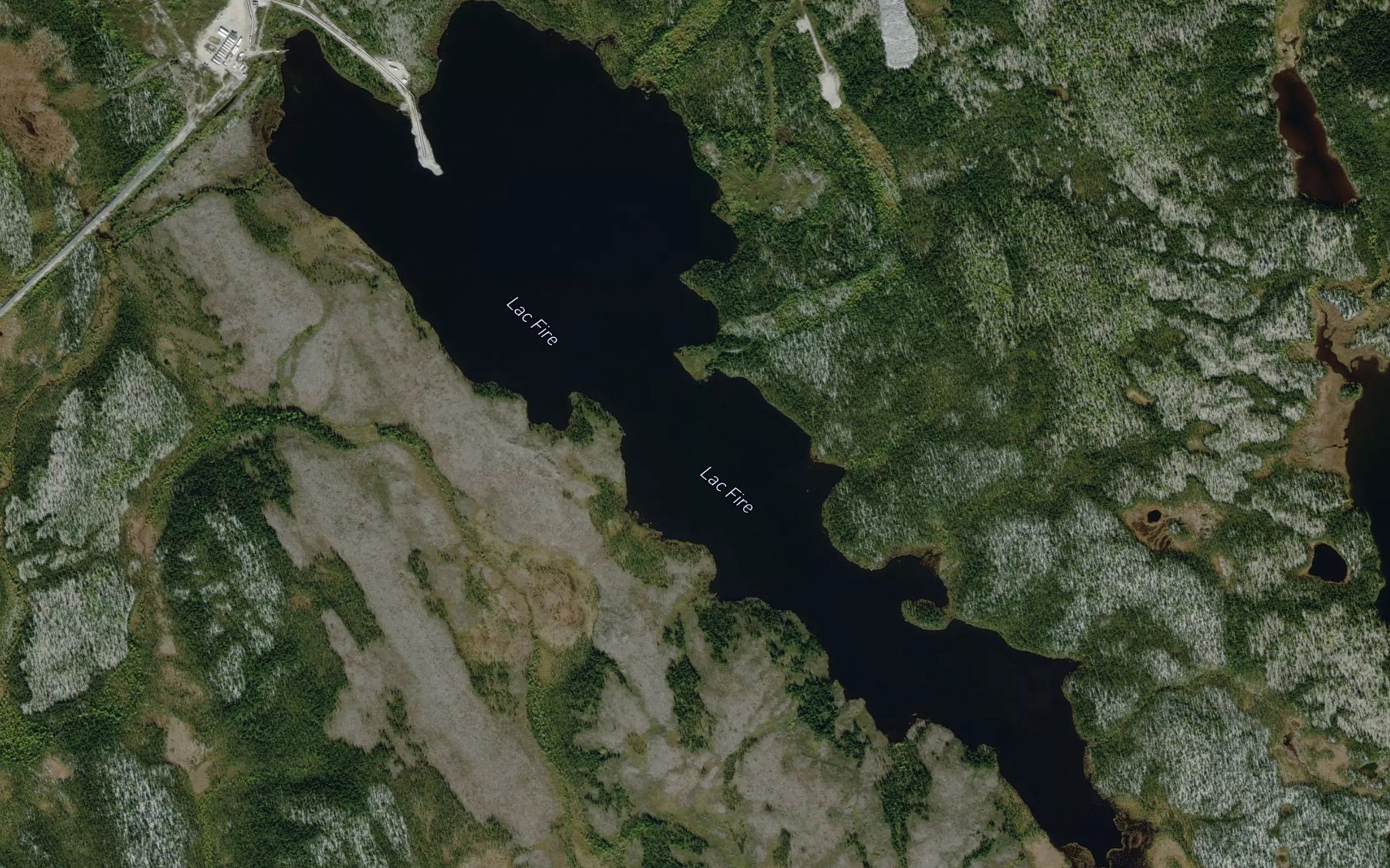 Satellite map of the Lac Fire