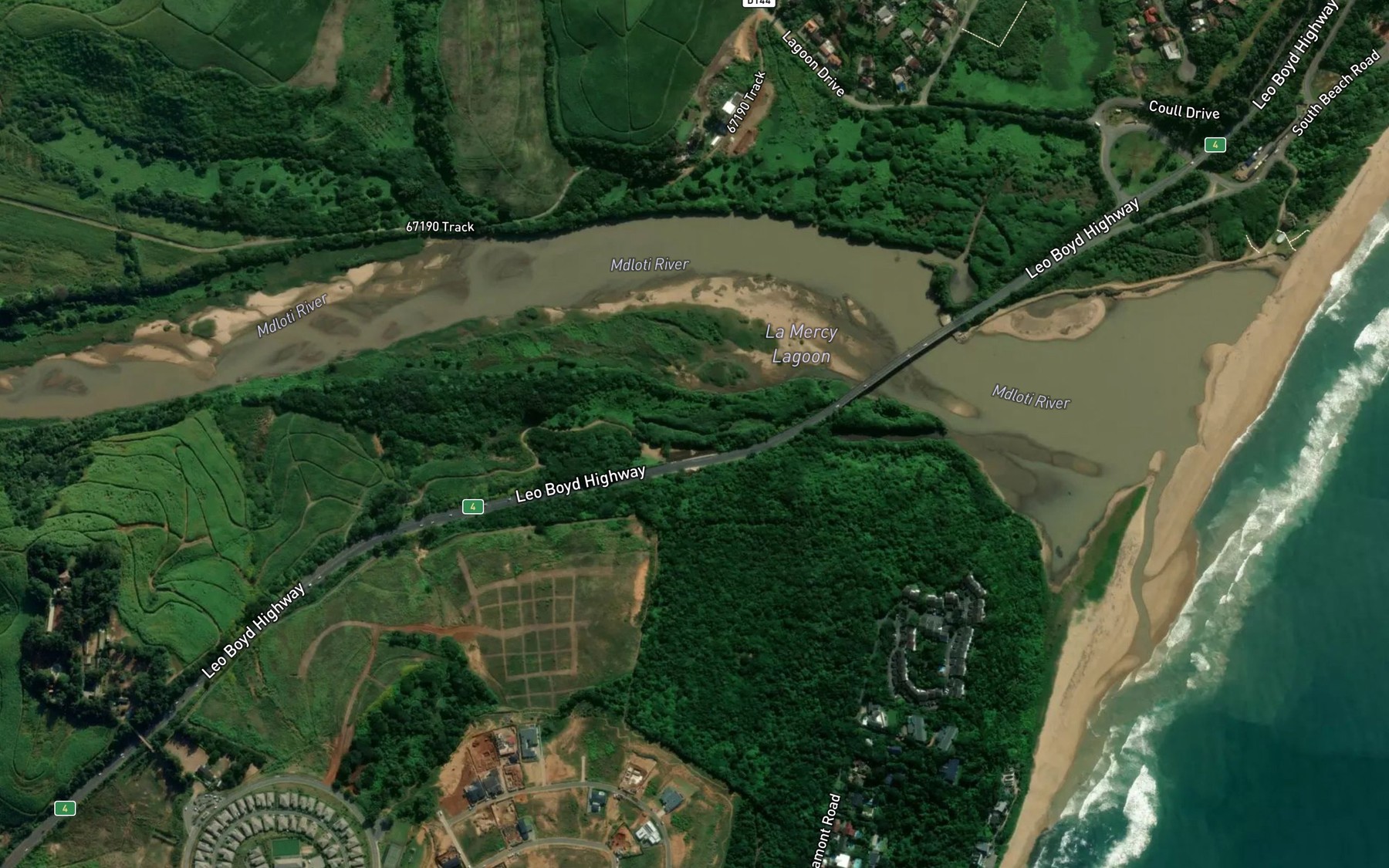 Satellite map of the uMdloti