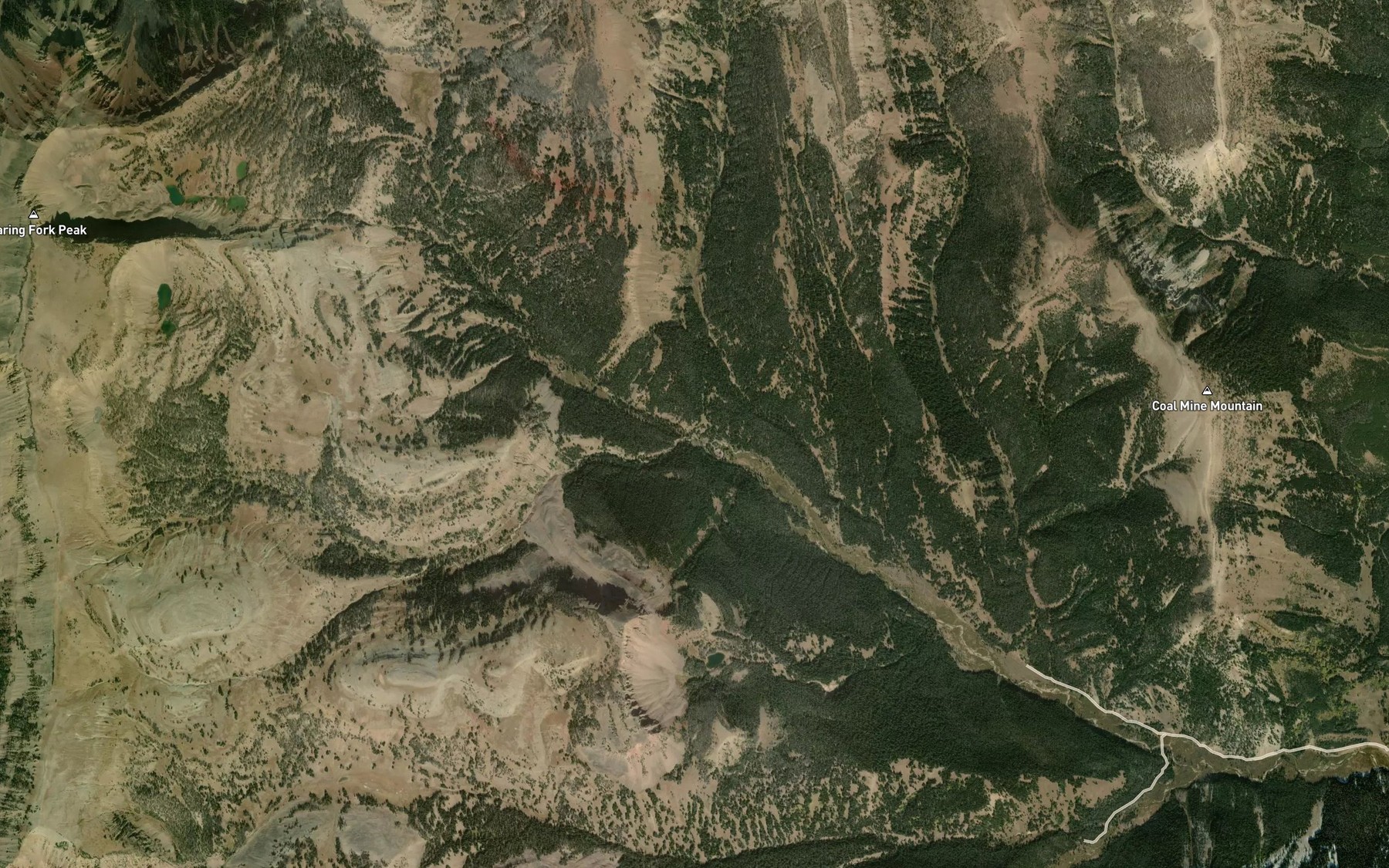 Satellite map of the Roaring Fork