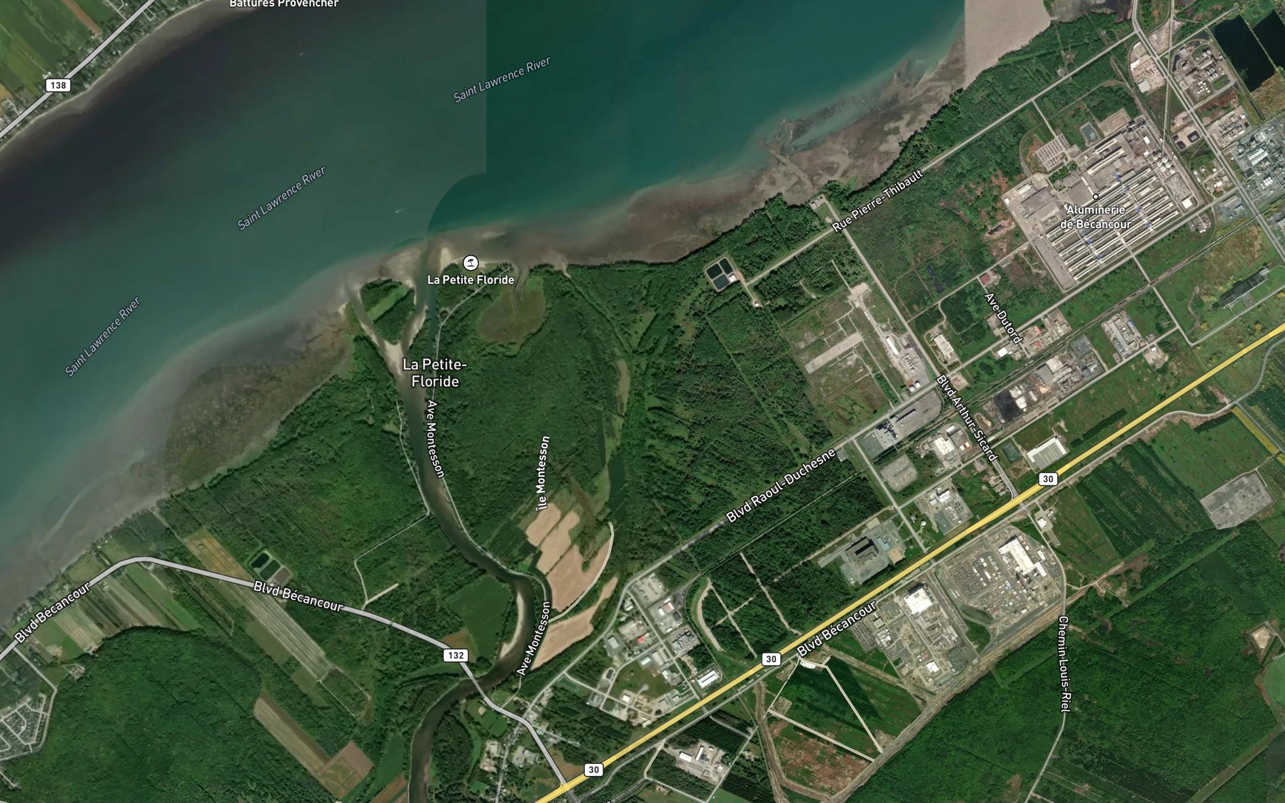 Satellite map of the Ruisseau Zephirin-Deshaies