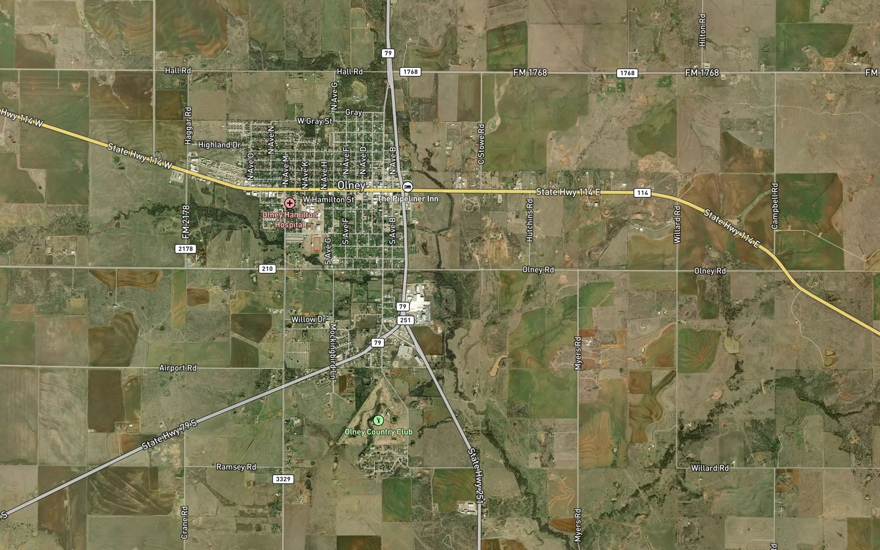 Satellite map of the Mud Creek