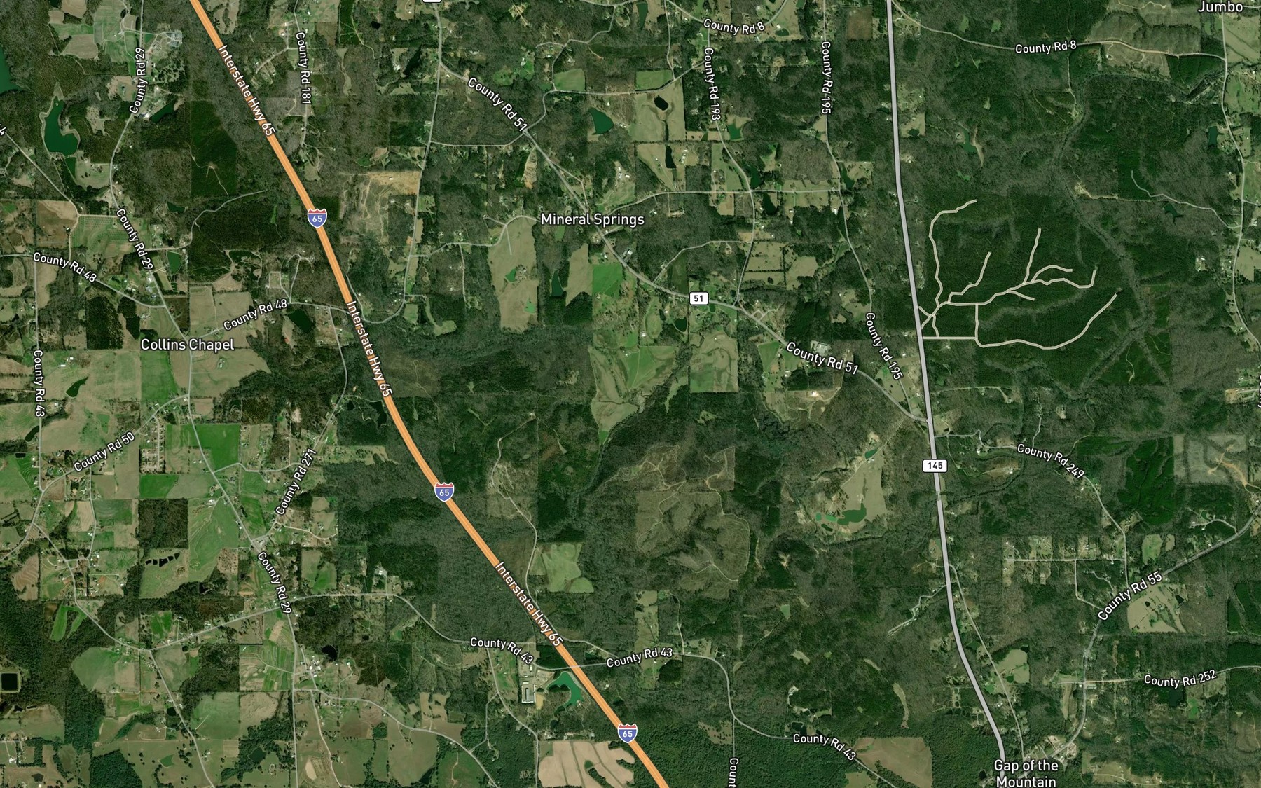 Satellite map of the Turkey Creek