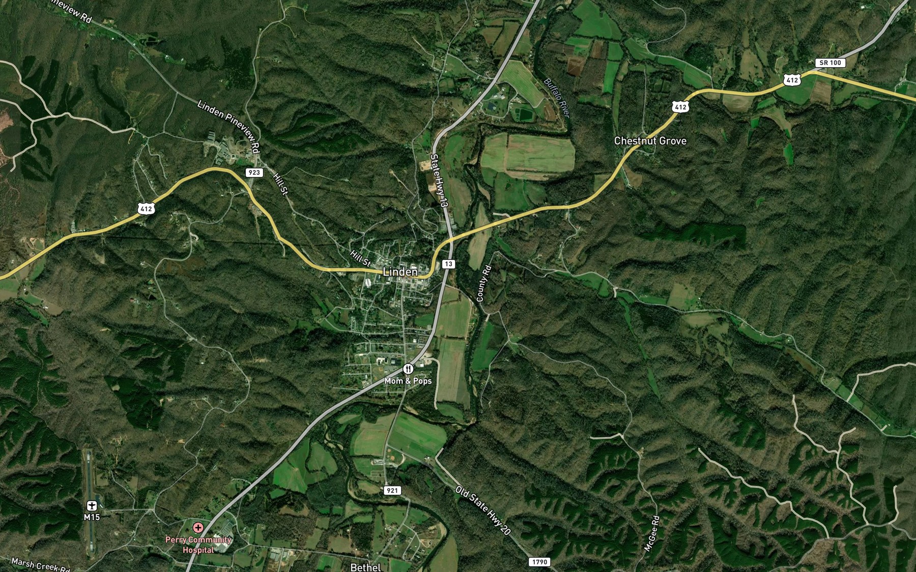 Satellite map of the Webb Branch