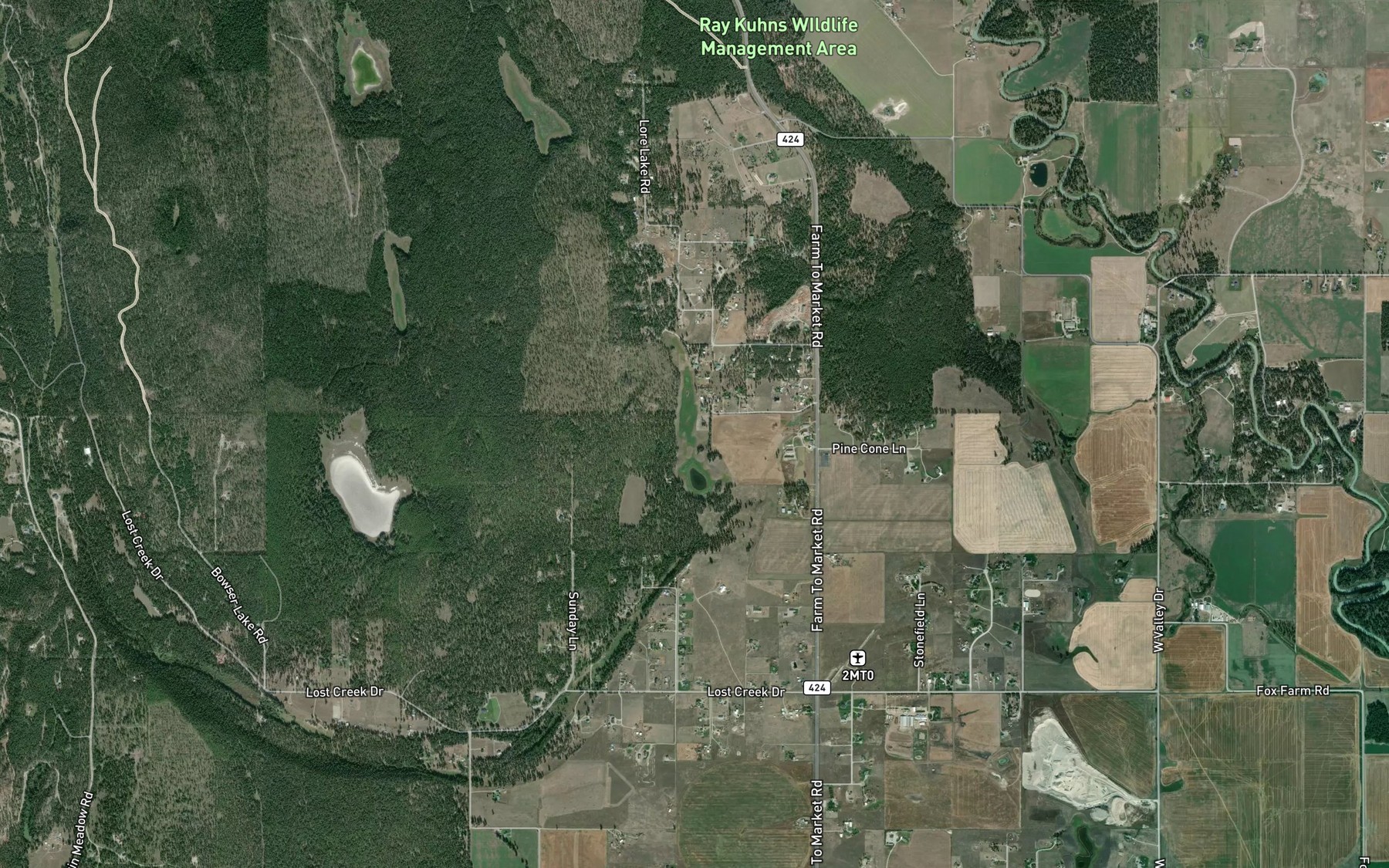Satellite map of the Lore Lake