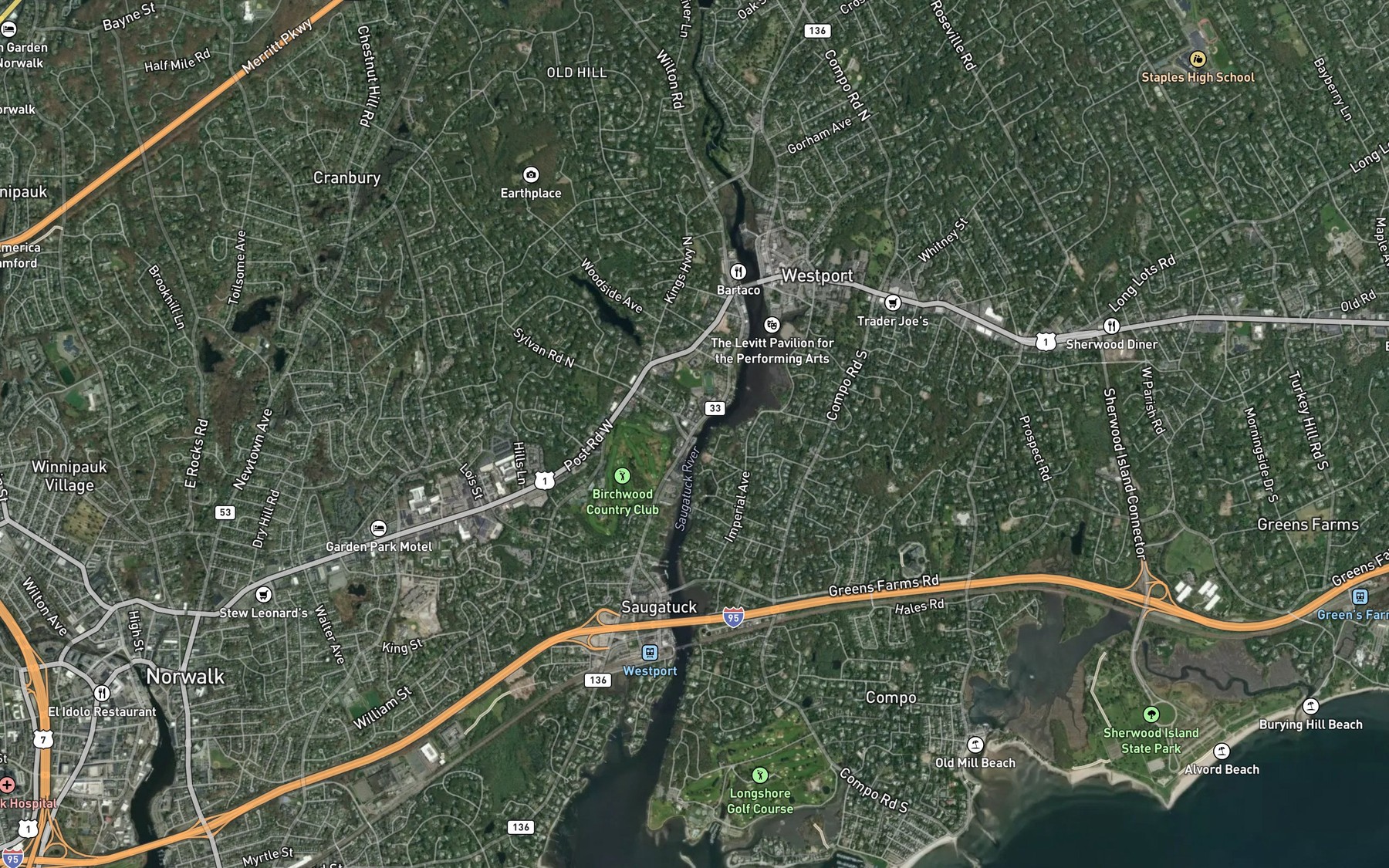 Satellite map of the Stony Brook