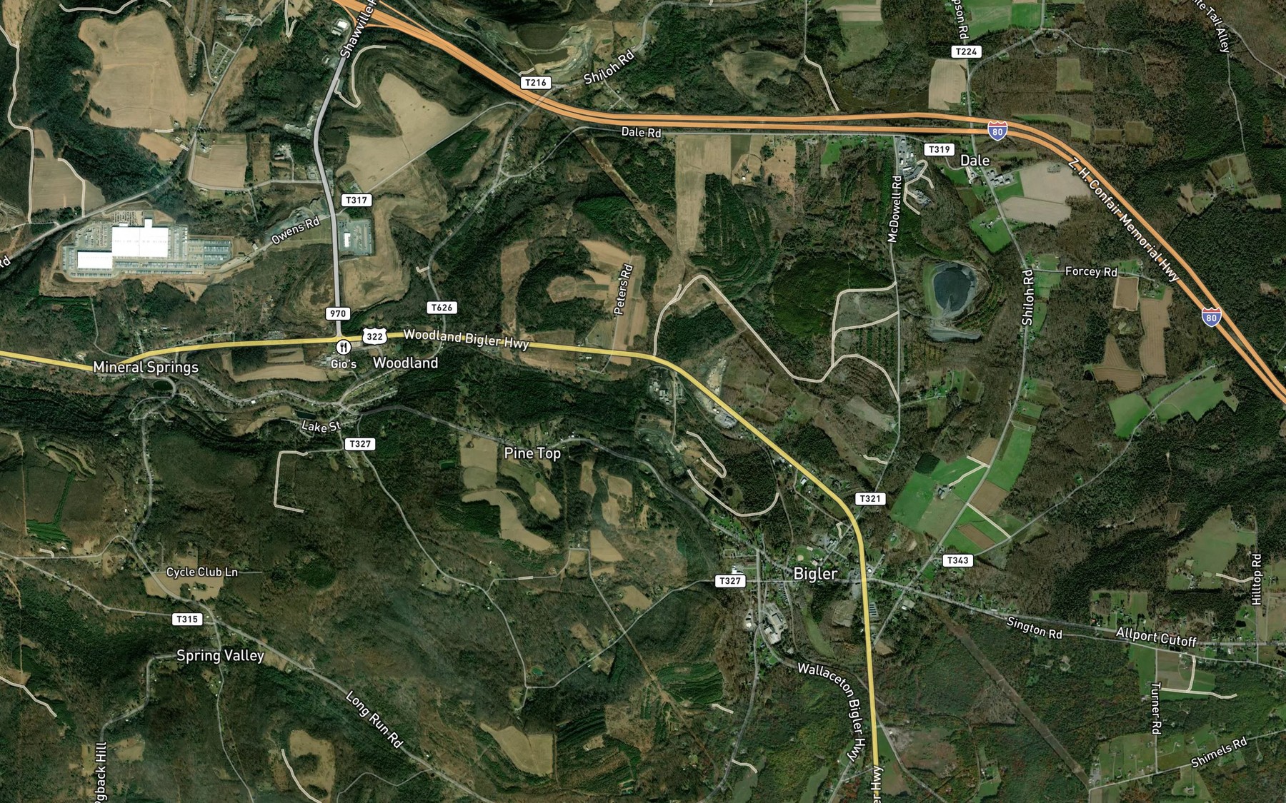 Satellite map of the Forcey Run