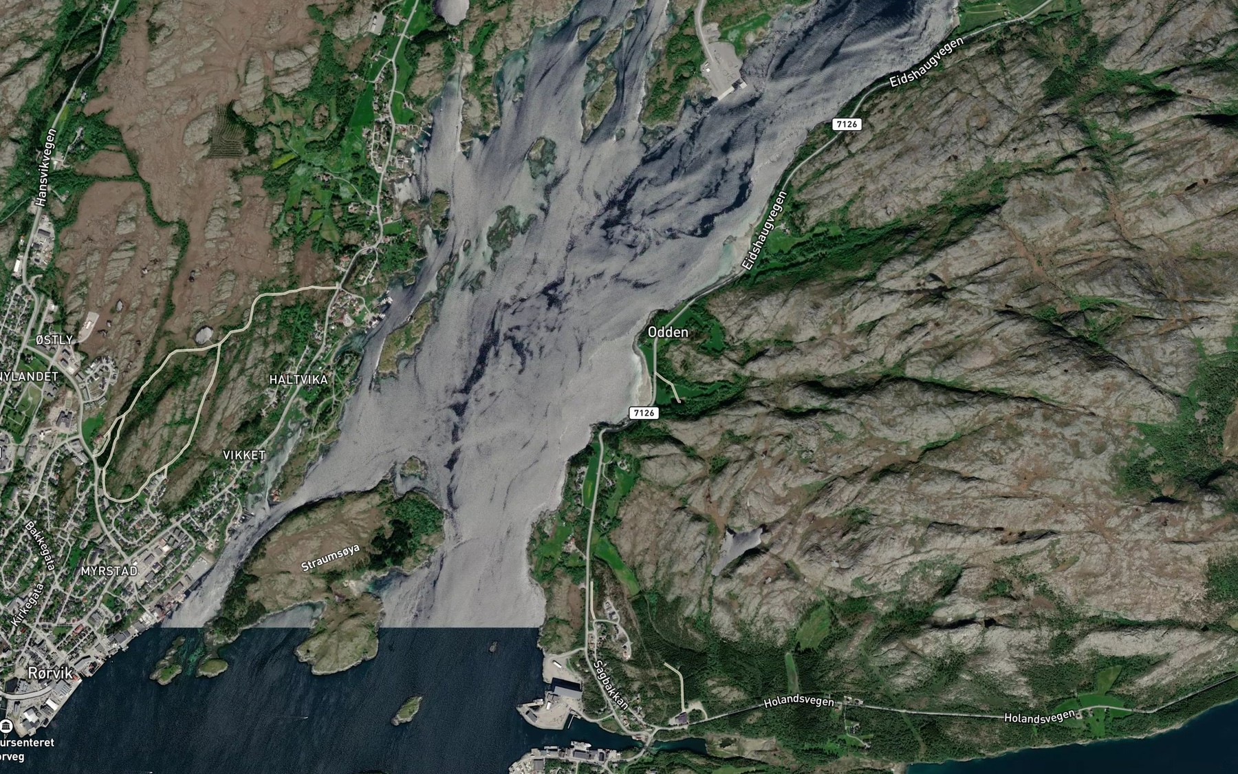 Satellite map of the Oddabukta