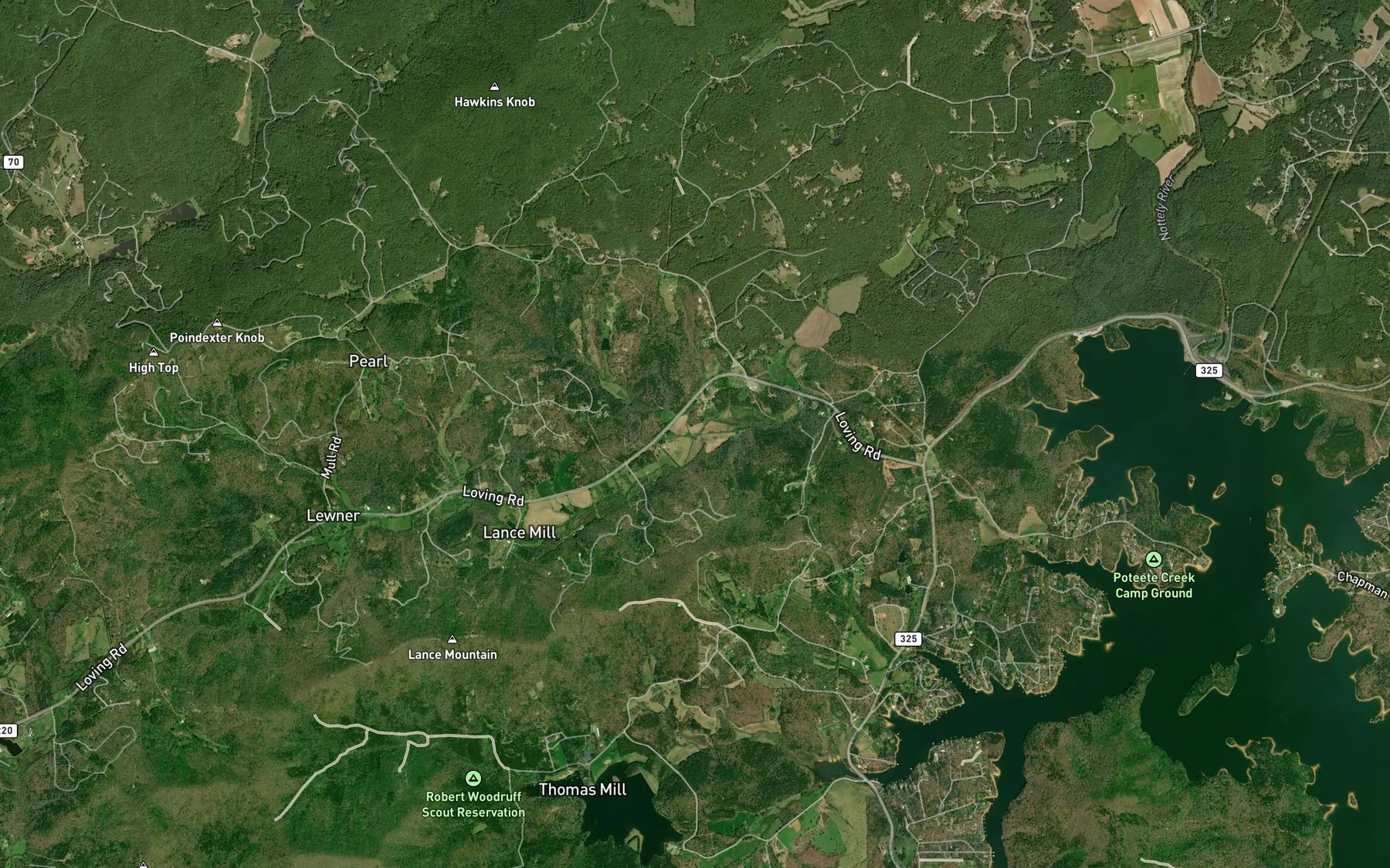 Satellite map of the Mull Creek