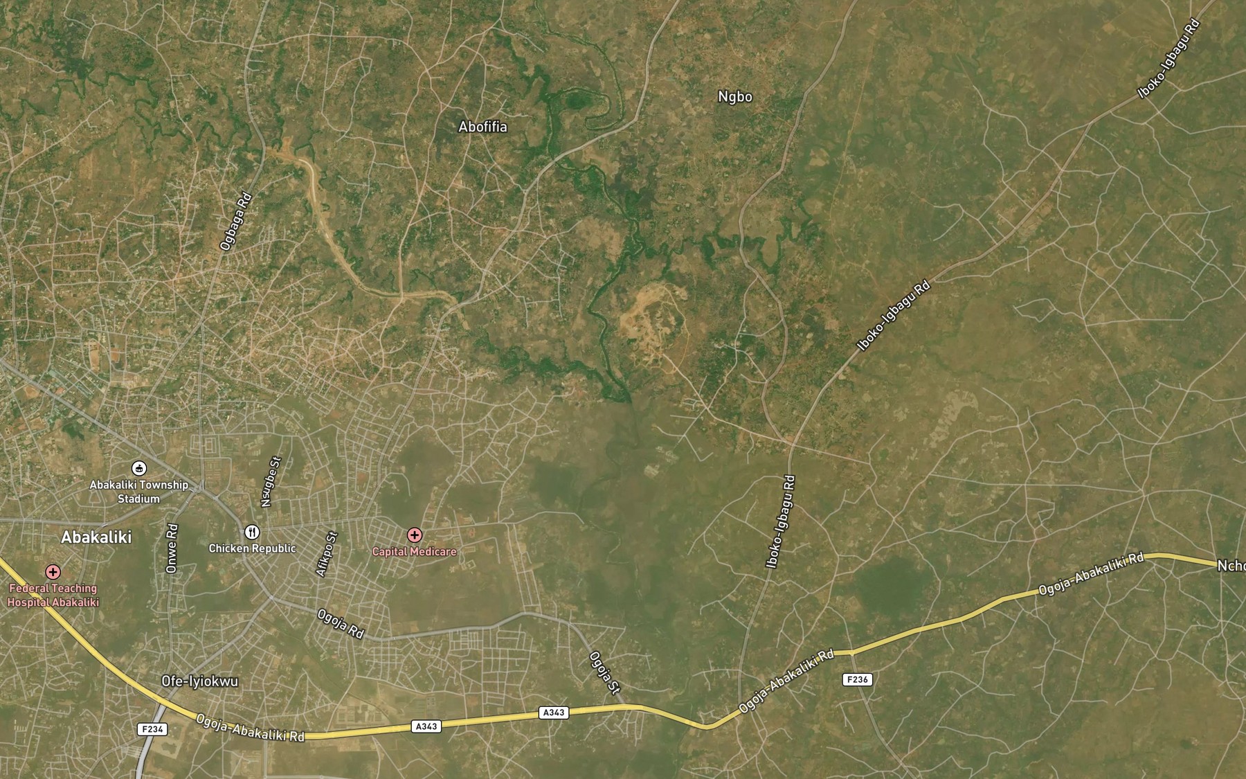 Satellite map of the Abia