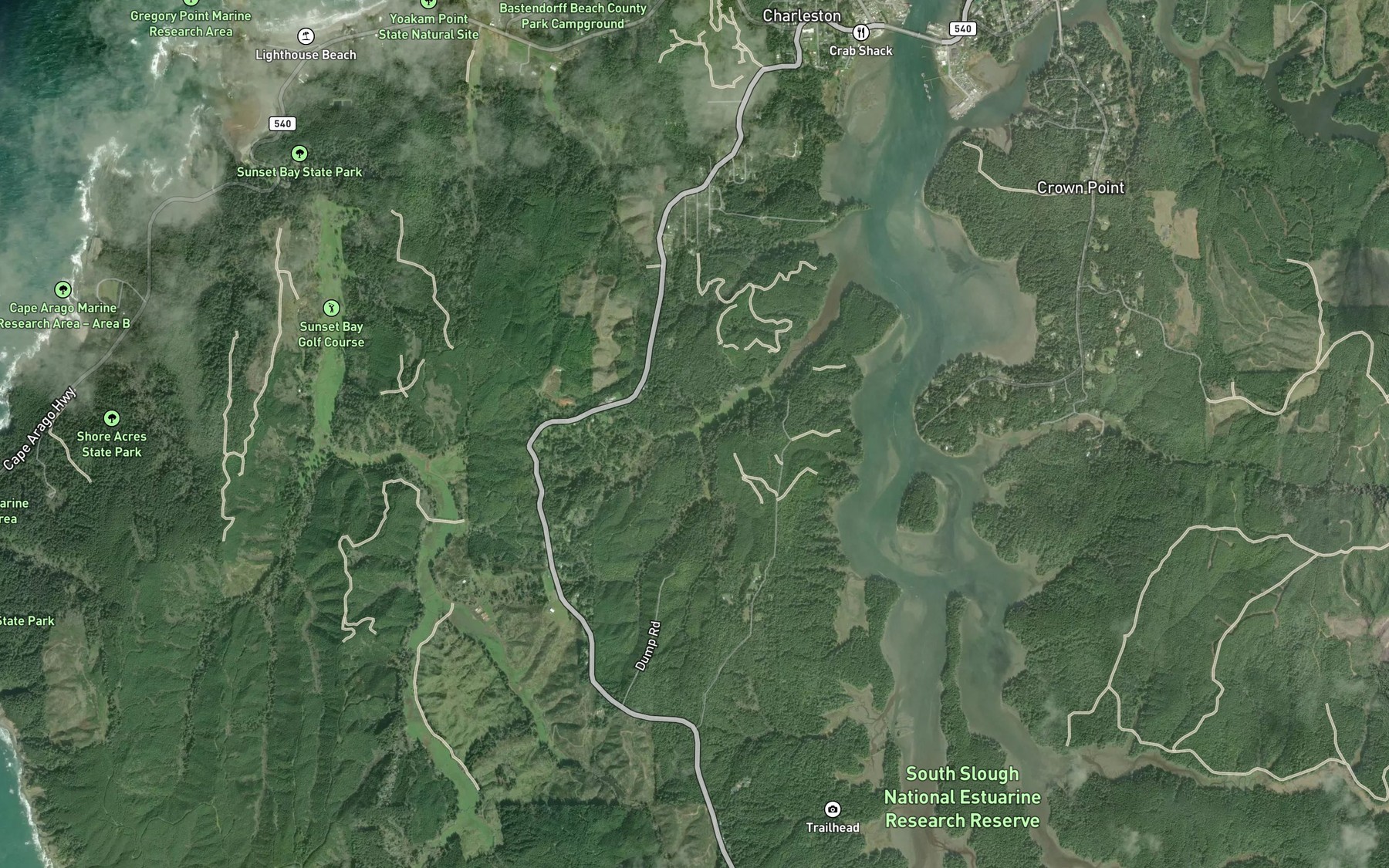 Satellite map of the Farley Creek