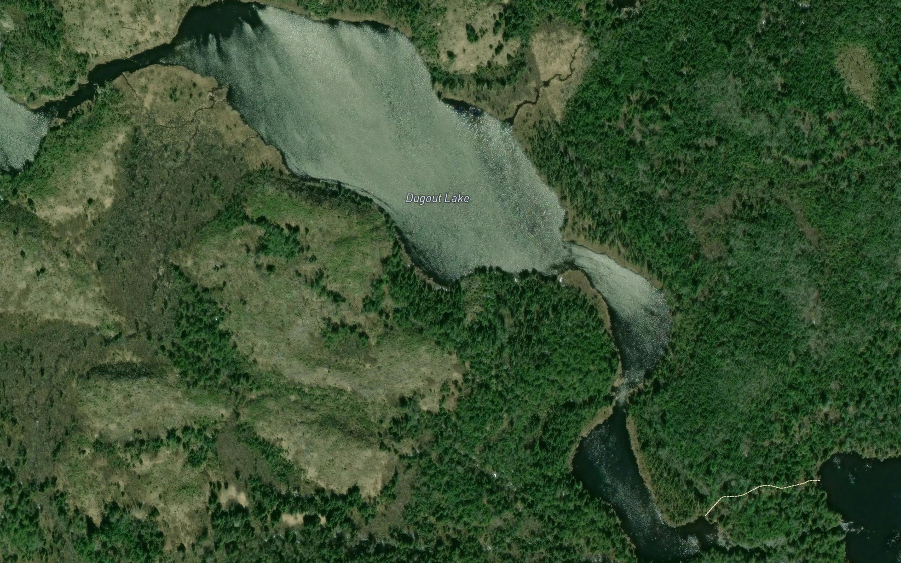 Satellite map of the Dugout Lake