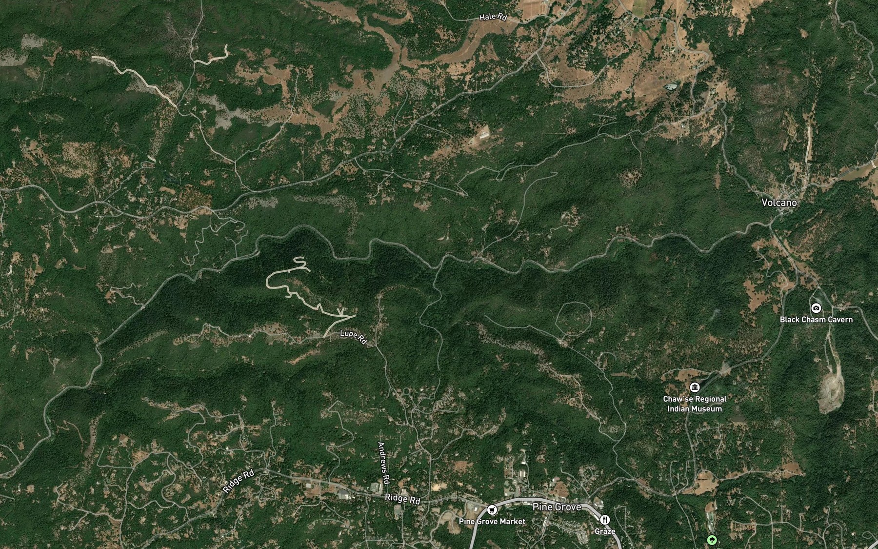 Satellite map of the Grass Valley Creek