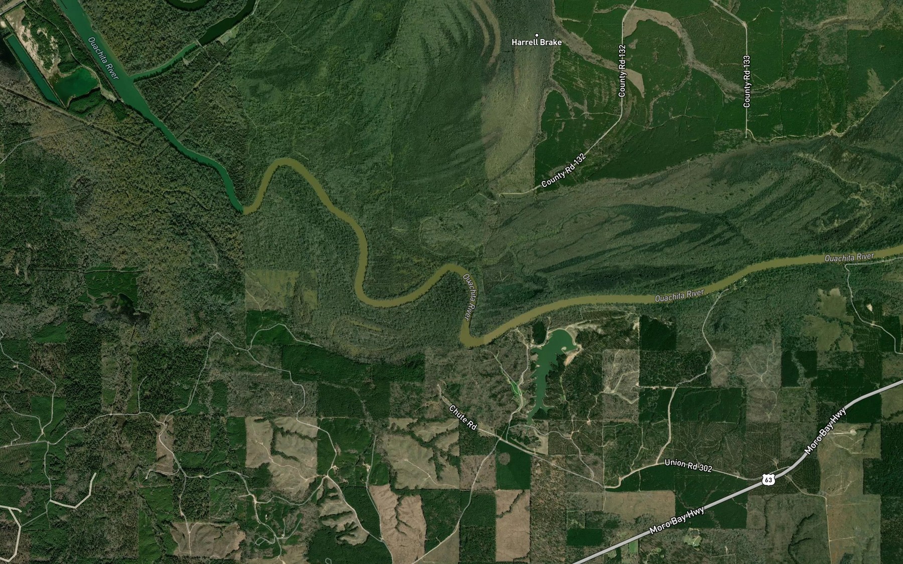 Satellite map of the Grapevine Bend