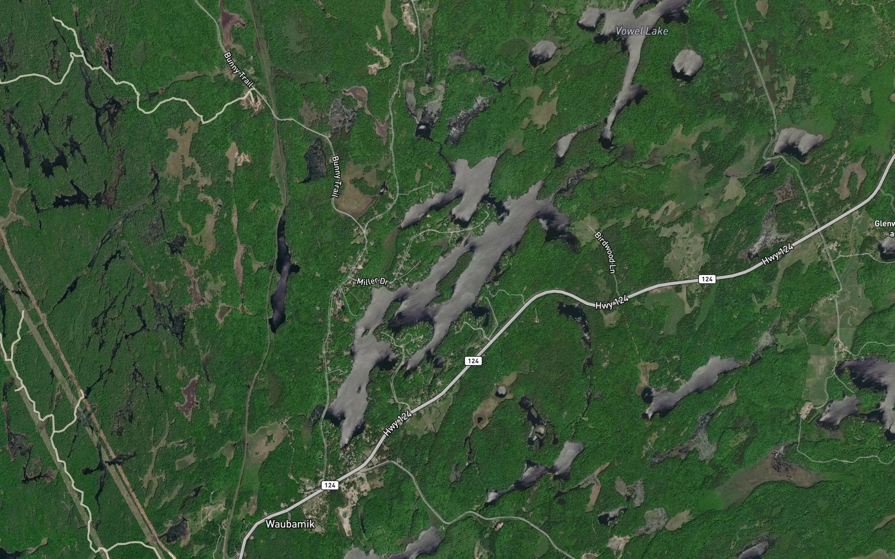 Satellite map of the Harris Lake
