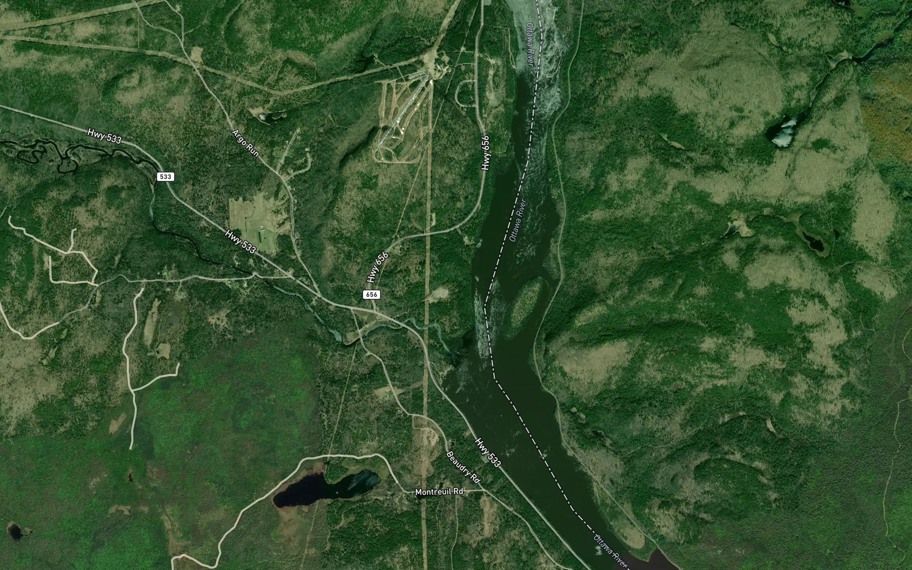 Satellite map of the Antoine Creek
