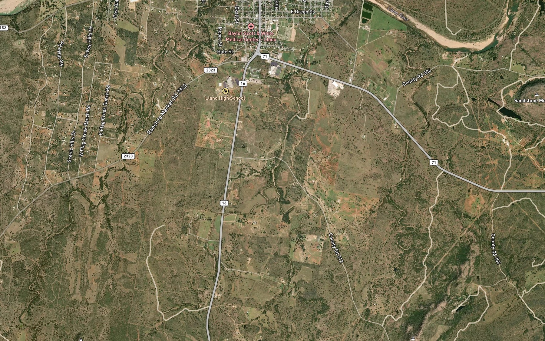 Satellite map of the Oatman Creek