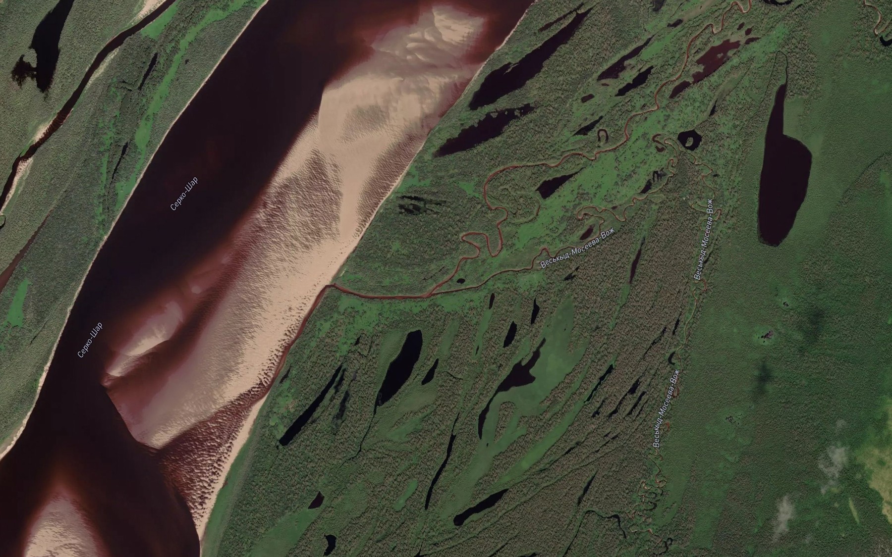Satellite map of the Shuyga-Moseyeva-Vozh