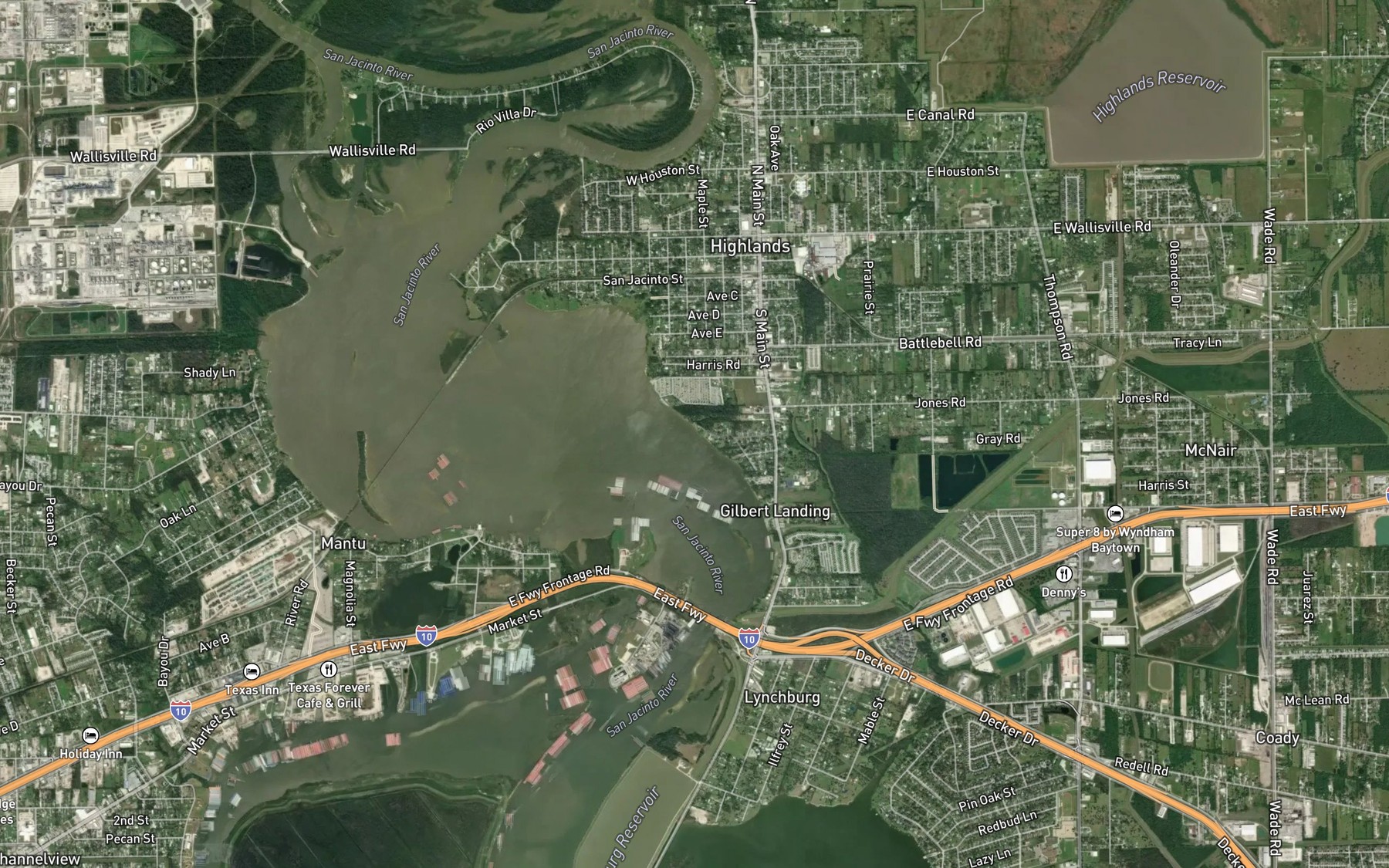 Satellite map of the Whites Lake