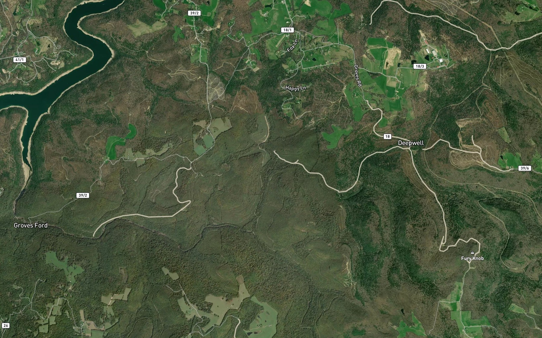 Satellite map of the Laurel Branch