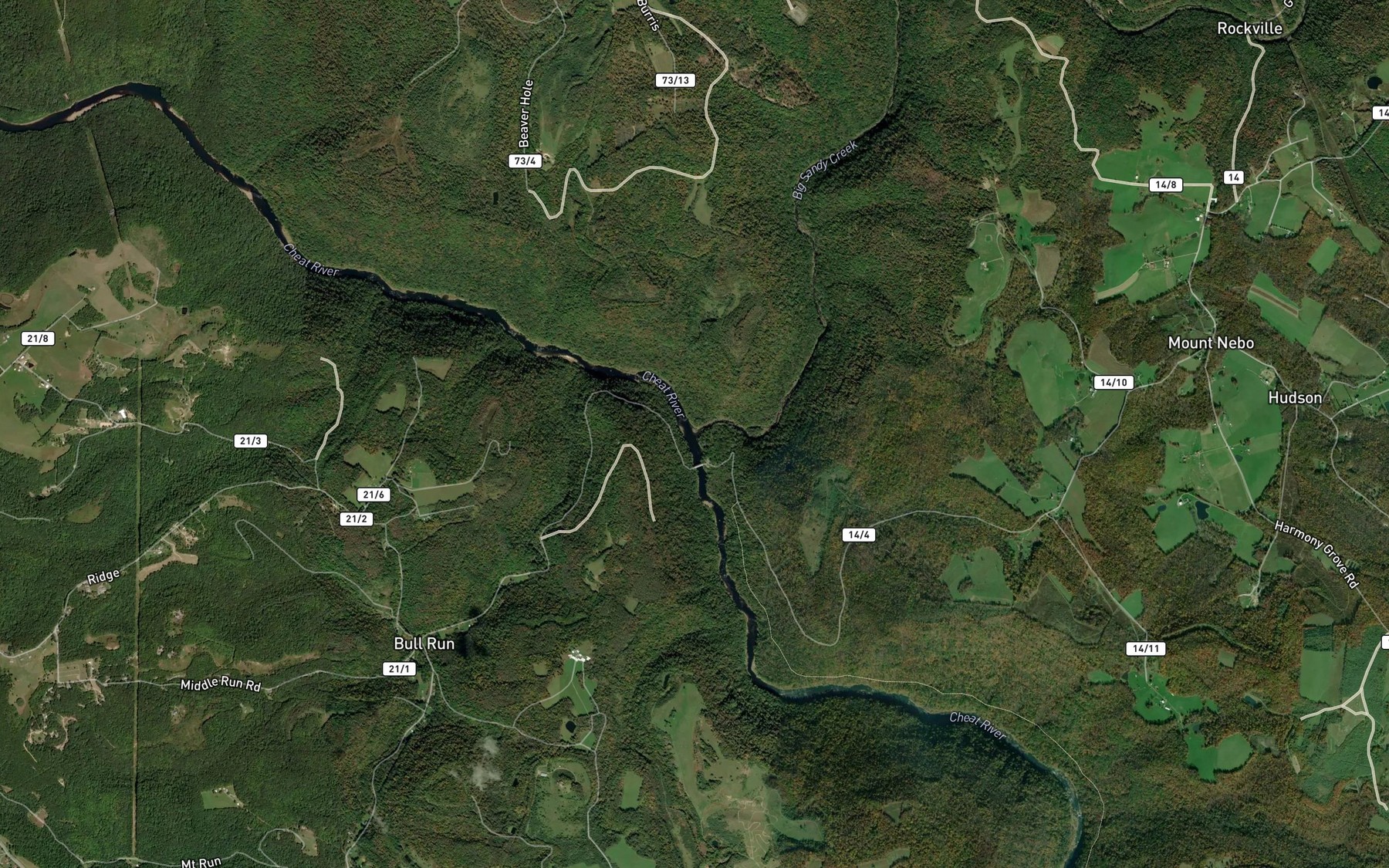 Satellite map of the Big Sandy Creek