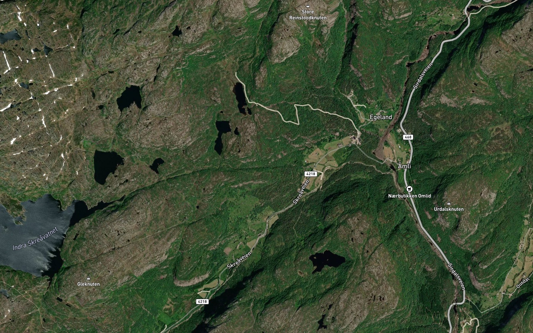 Satellite map of the Tveidebekken