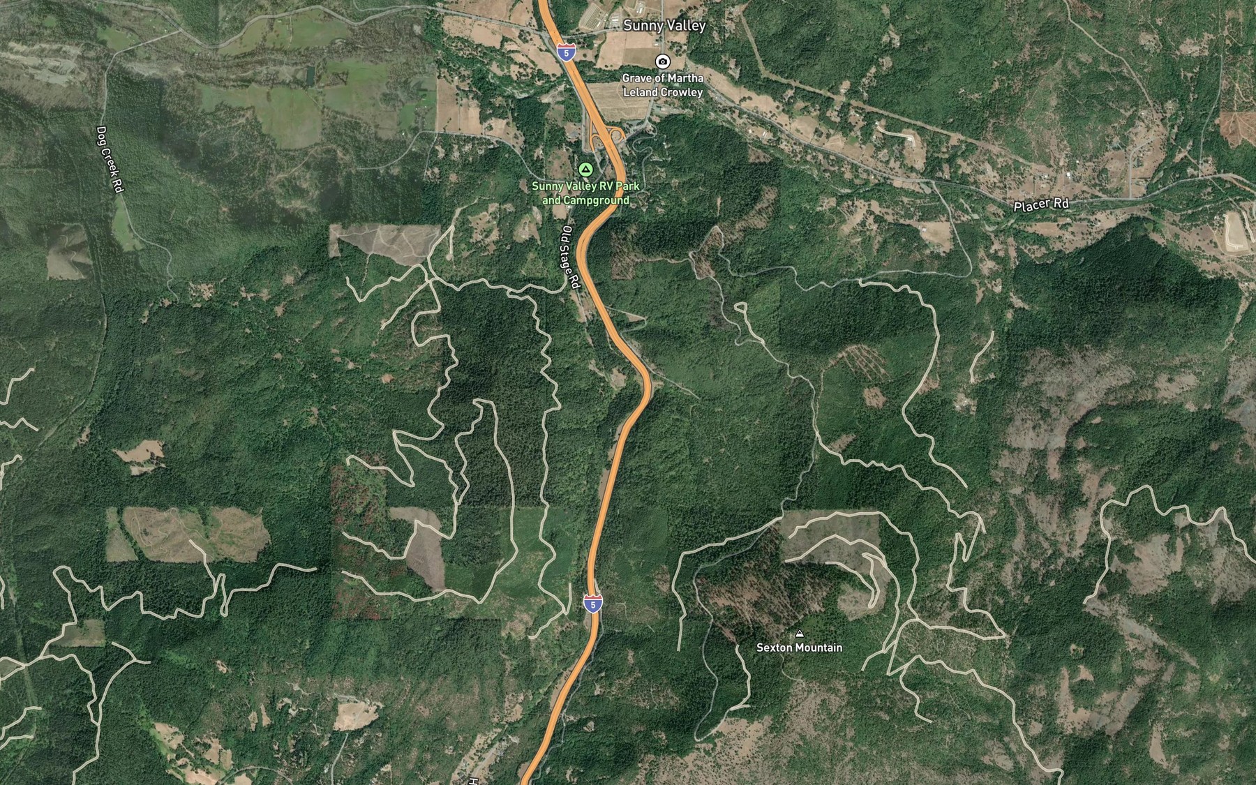 Satellite map of the Maple Creek
