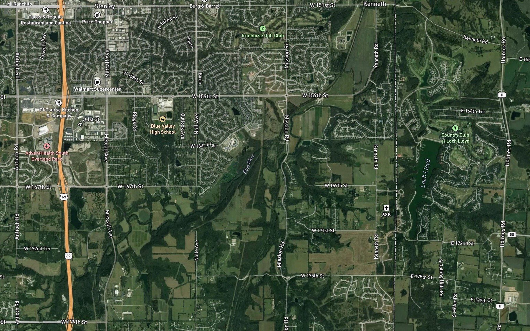 Satellite map of the Camp Branch