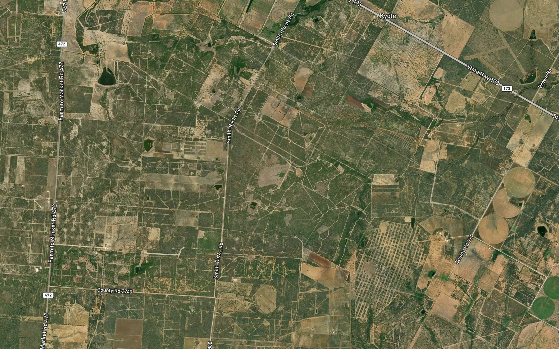 Satellite map of the Kyote Lake