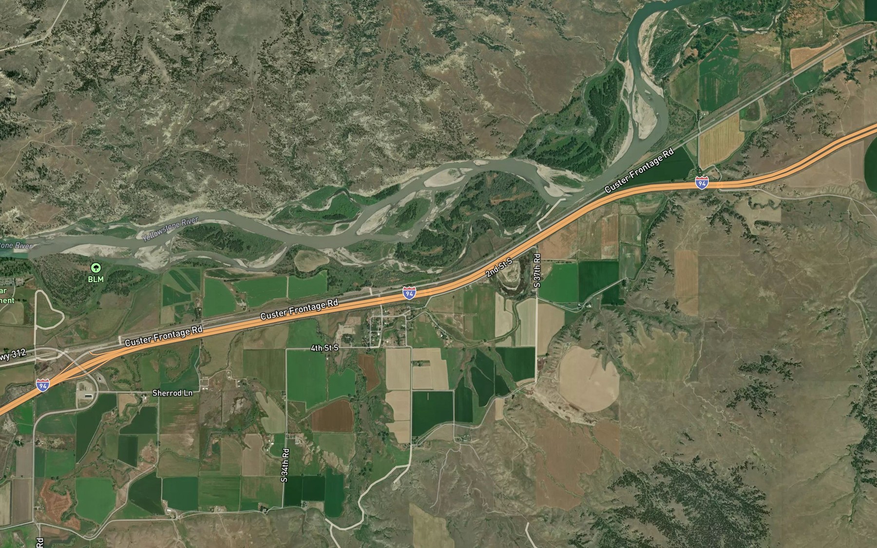 Satellite map of the Fly Creek