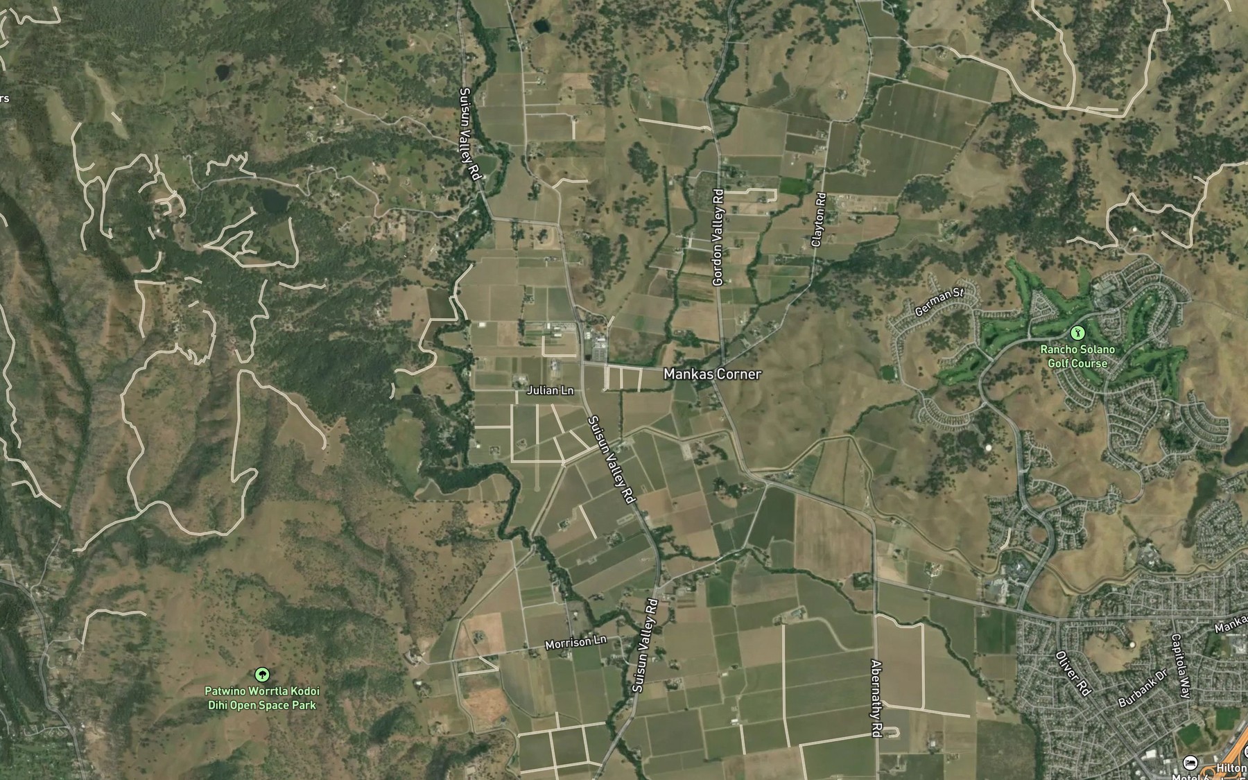 Satellite map of the Gordon Valley Creek