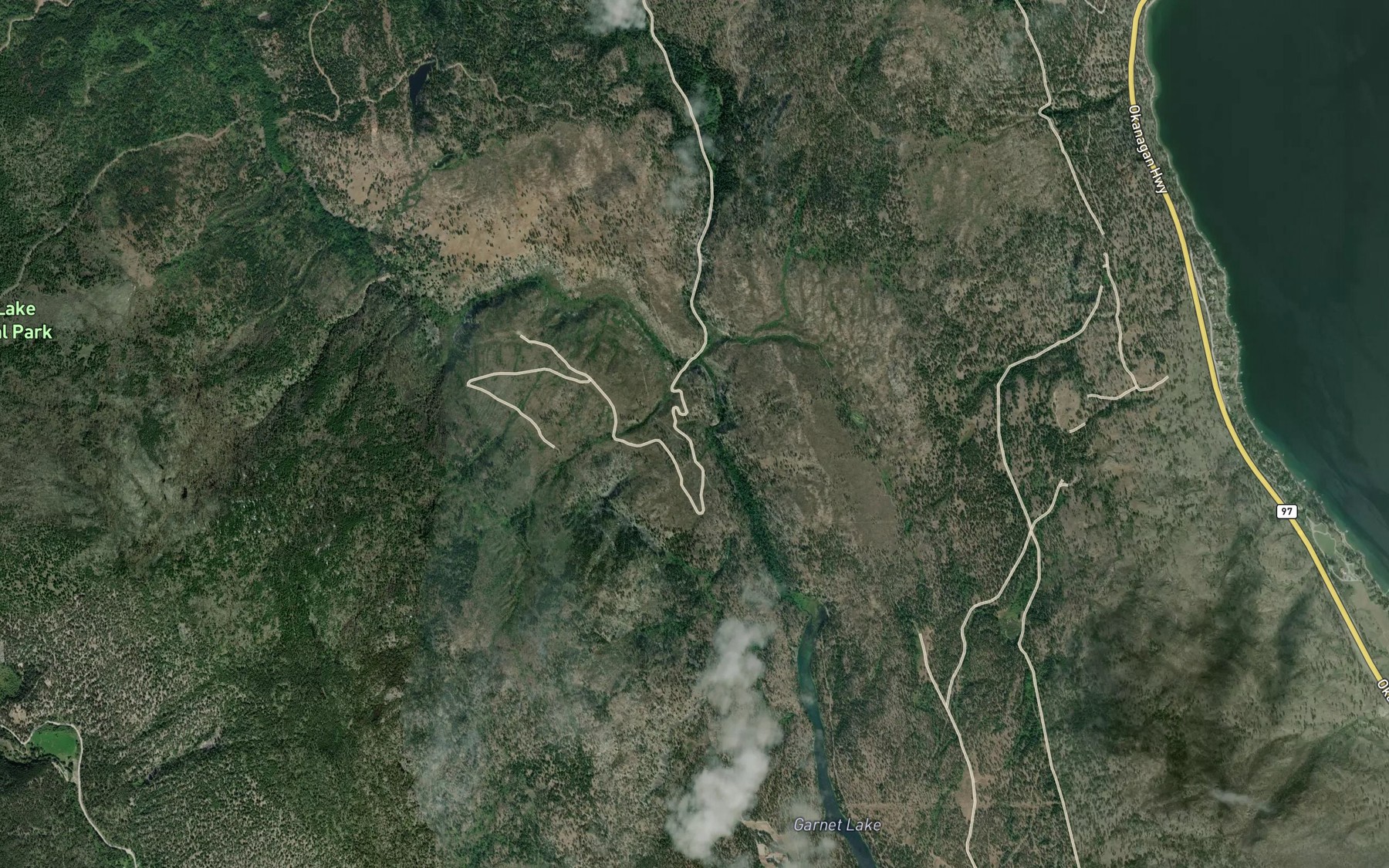 Satellite map of the Finlay Creek