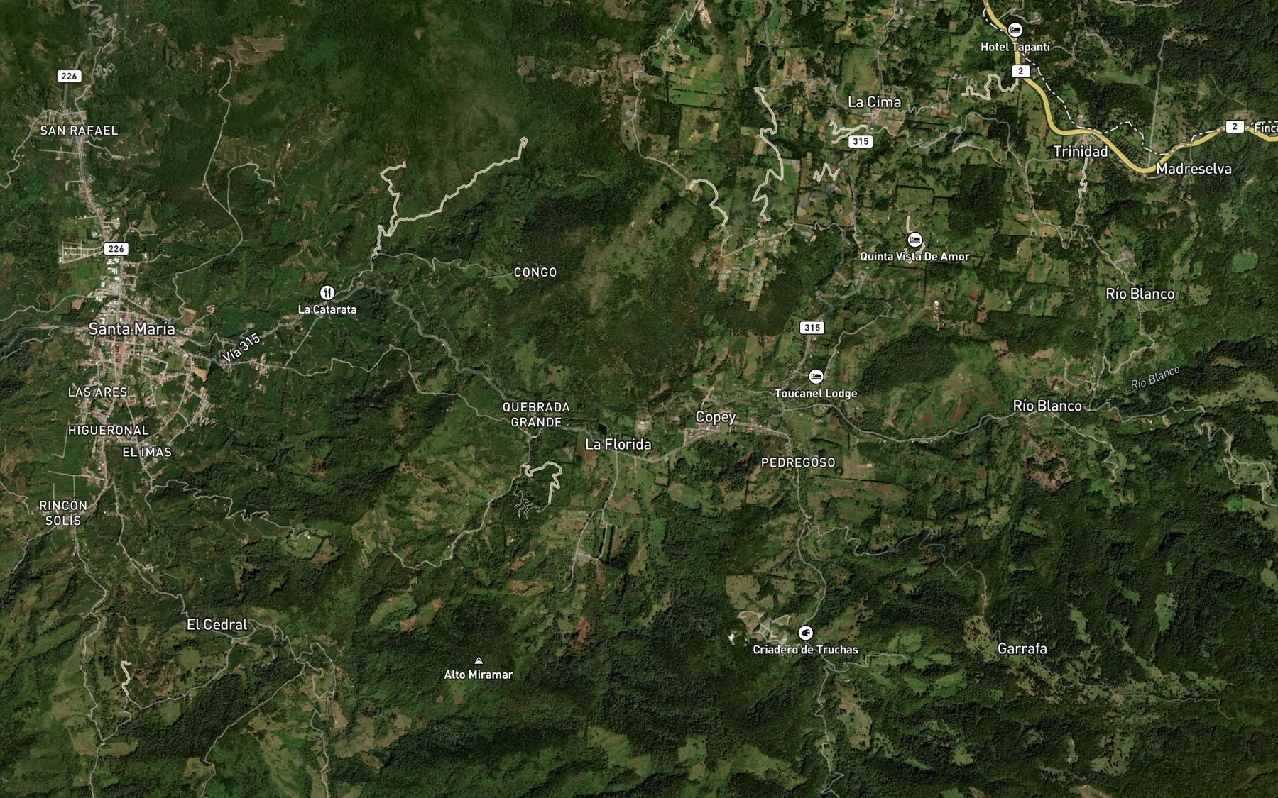 Satellite map of the Quebrada Bandera