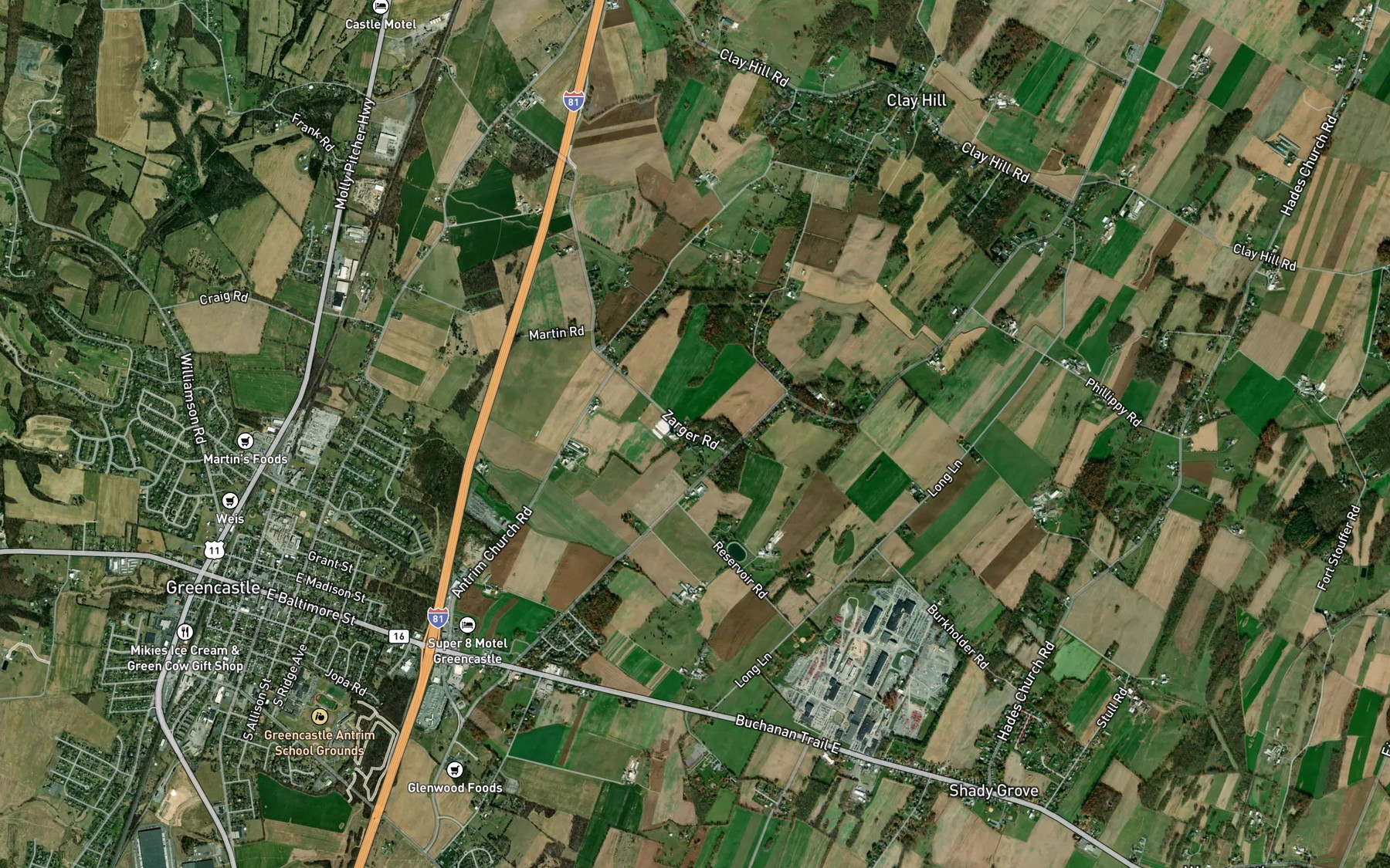 Satellite map of the Oak Spring