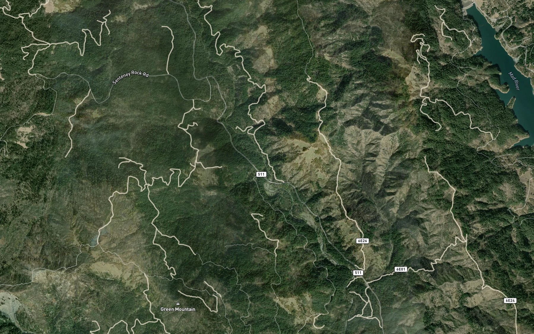 Satellite map of the Red Lassic Creek