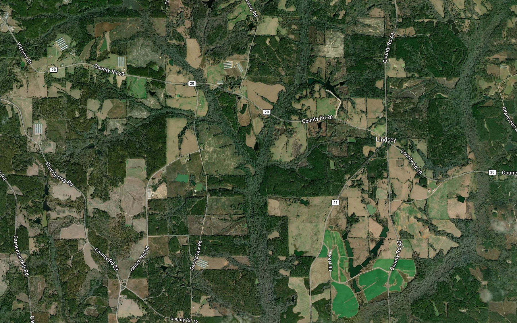 Satellite map of the Pauls Creek