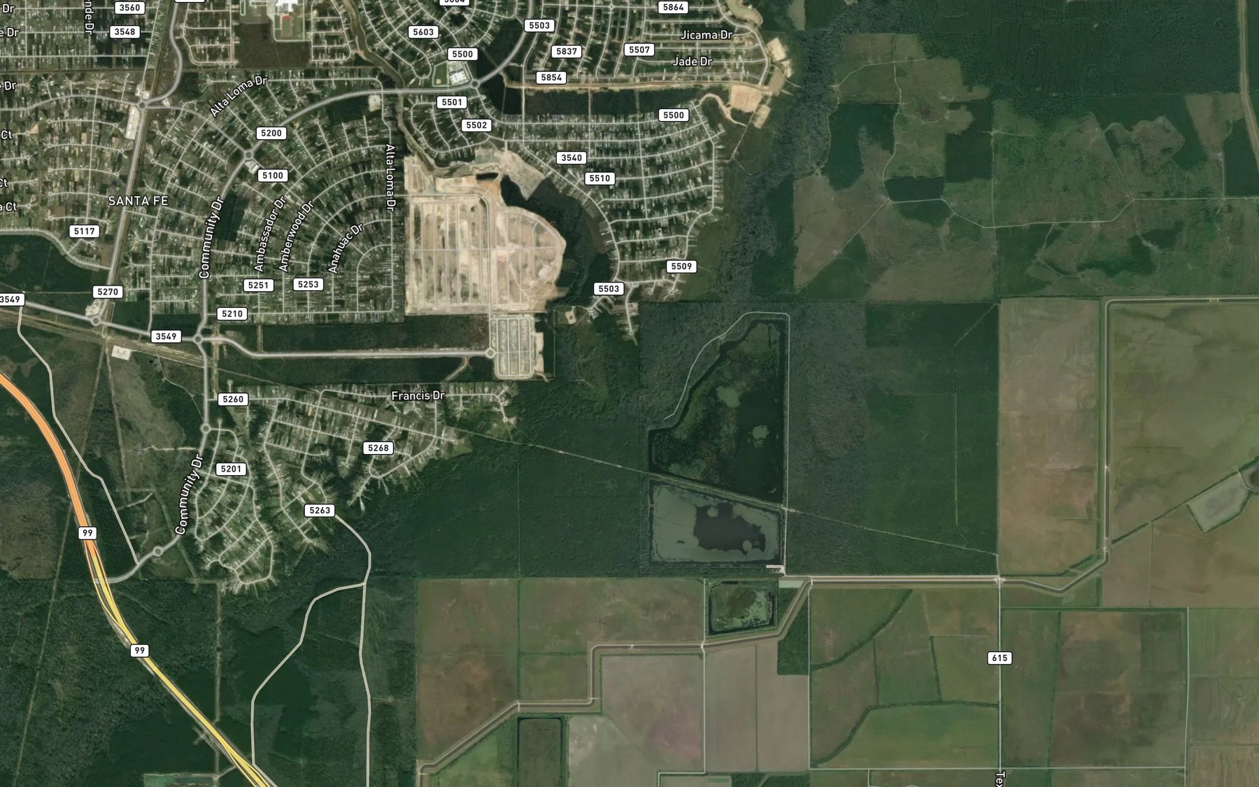 Satellite map of the Pin Oak Reservoir