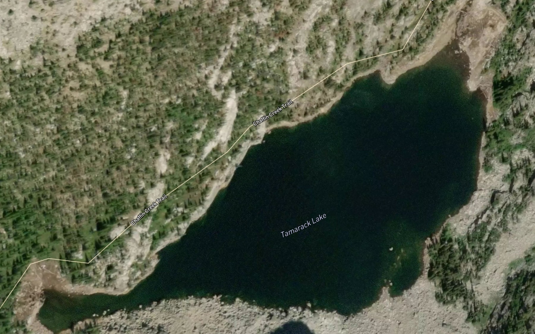 Satellite map of the Tamarack Lake