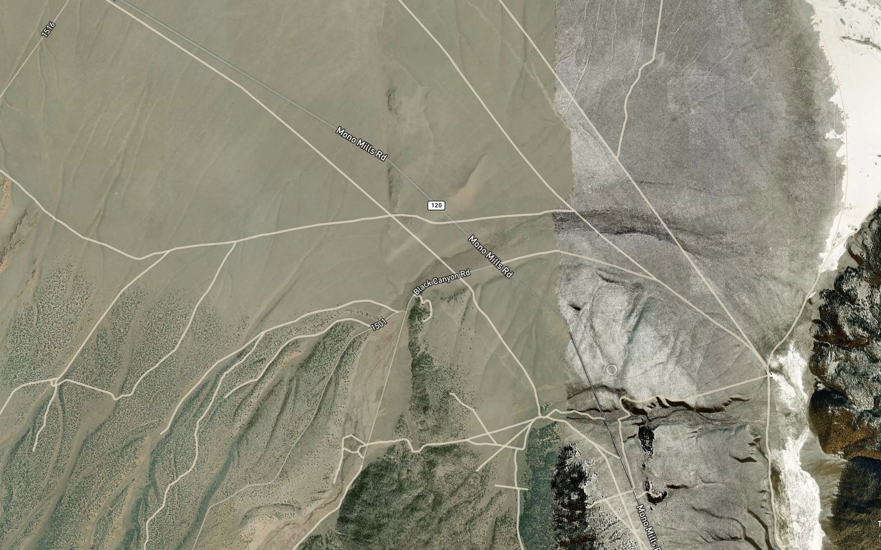 Satellite map of the Wet Fork