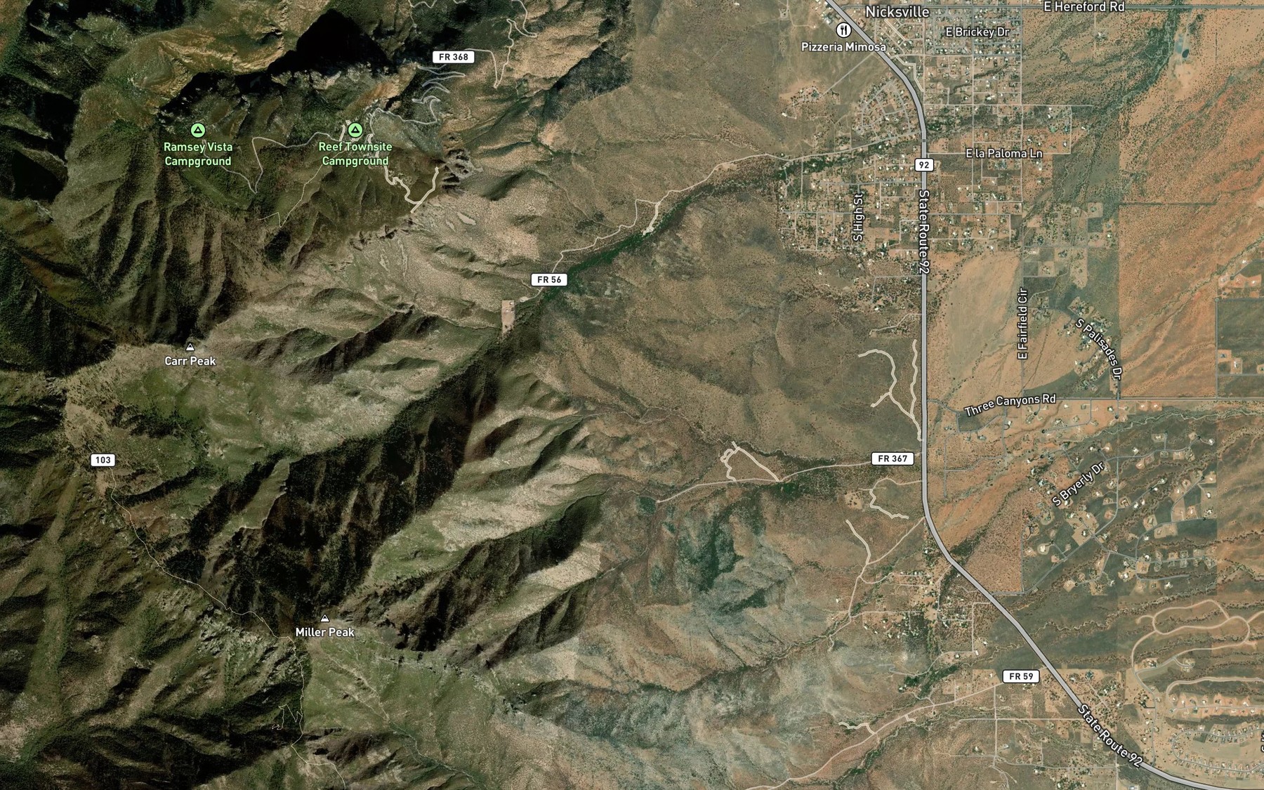 Satellite map of the Kelly Spring