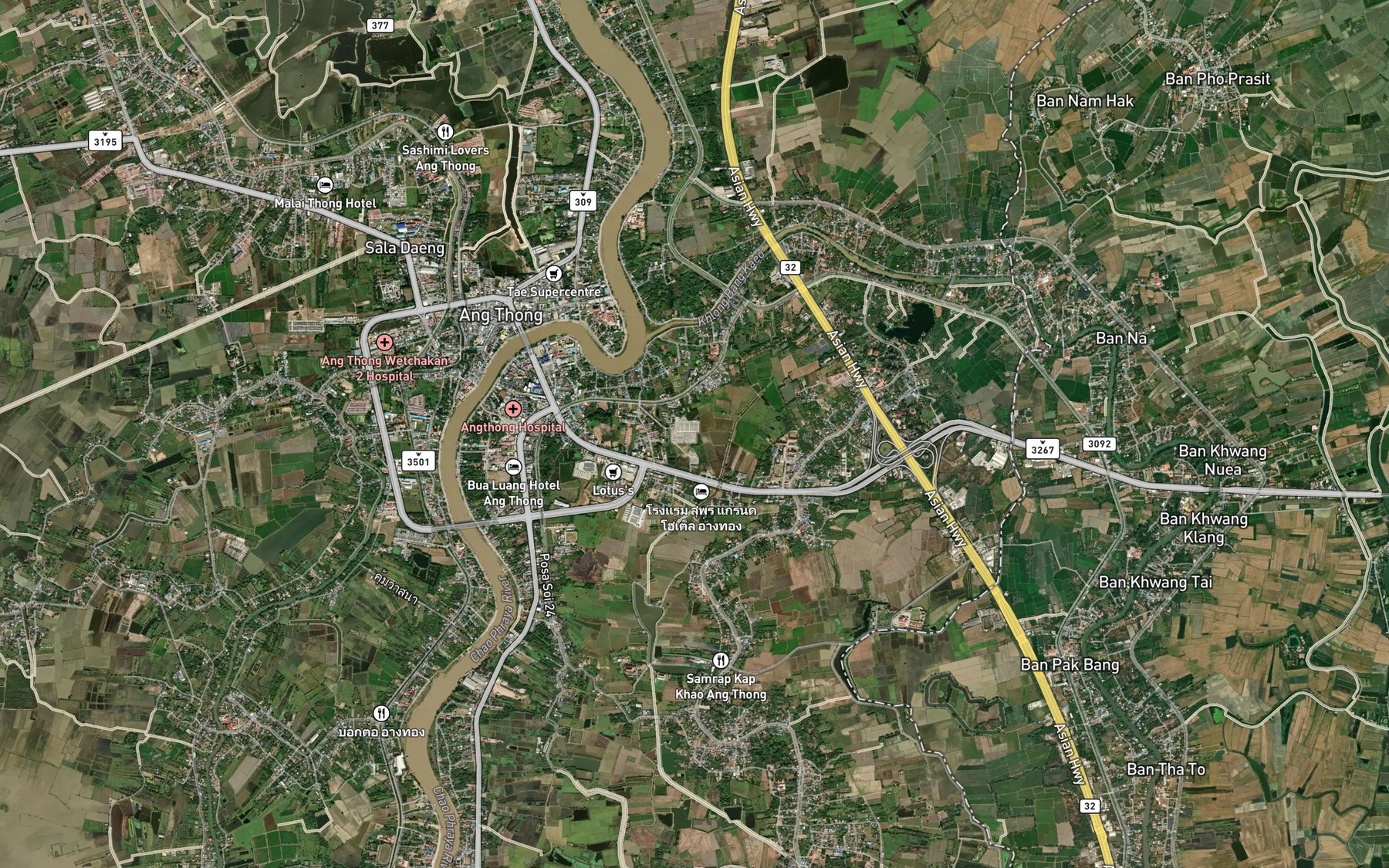 Satellite map of the Khlong Bang Taphaen