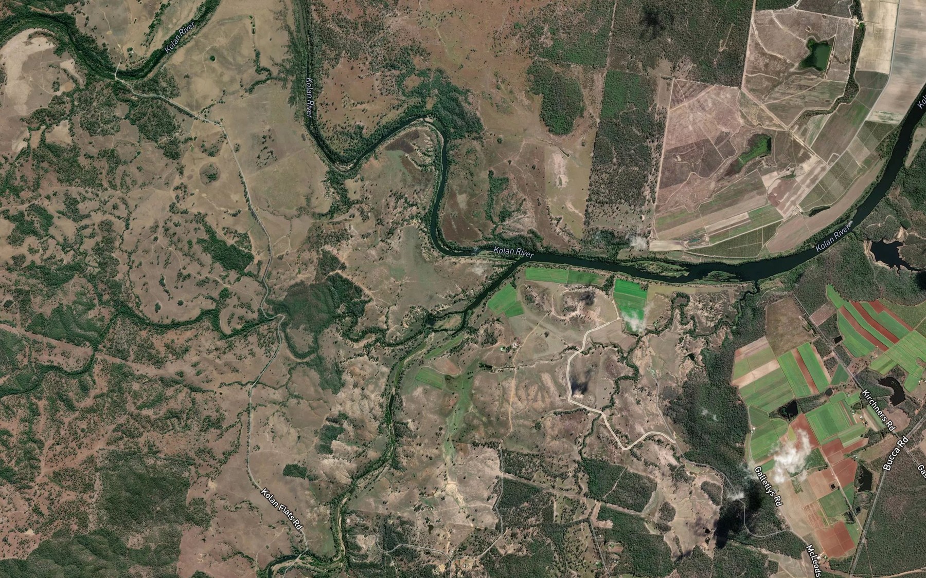 Satellite map of the Cabbage Tree Creek