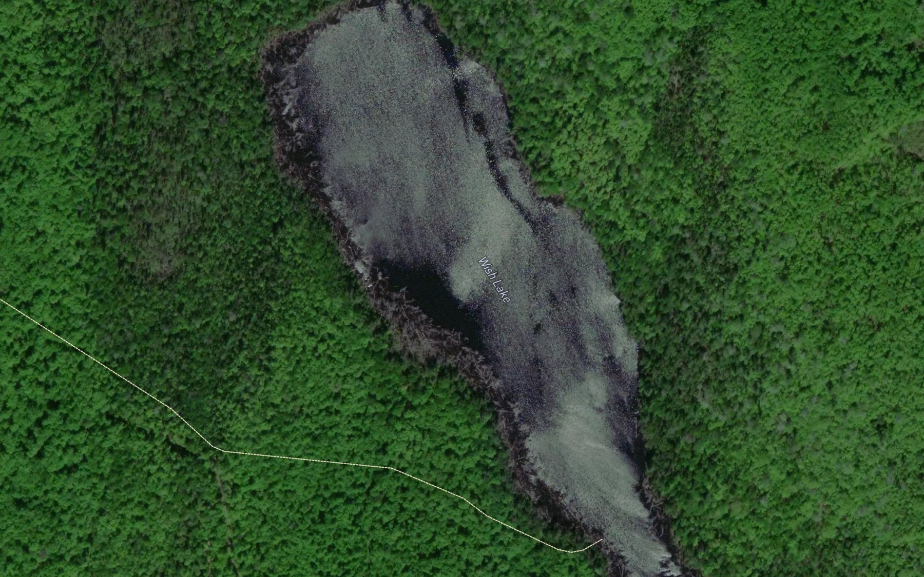 Satellite map of the Wish Lake