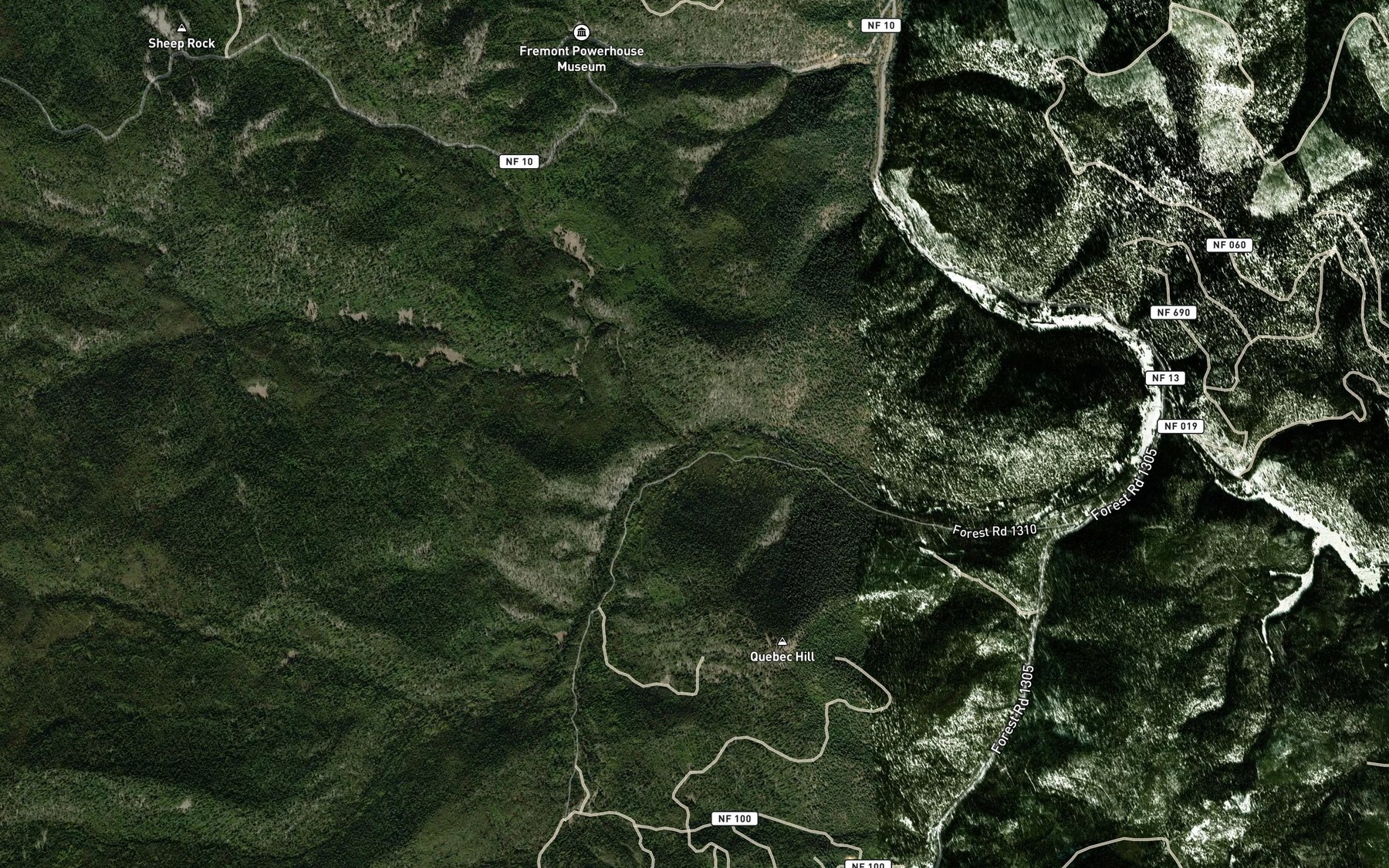 Satellite map of the Ruby Creek