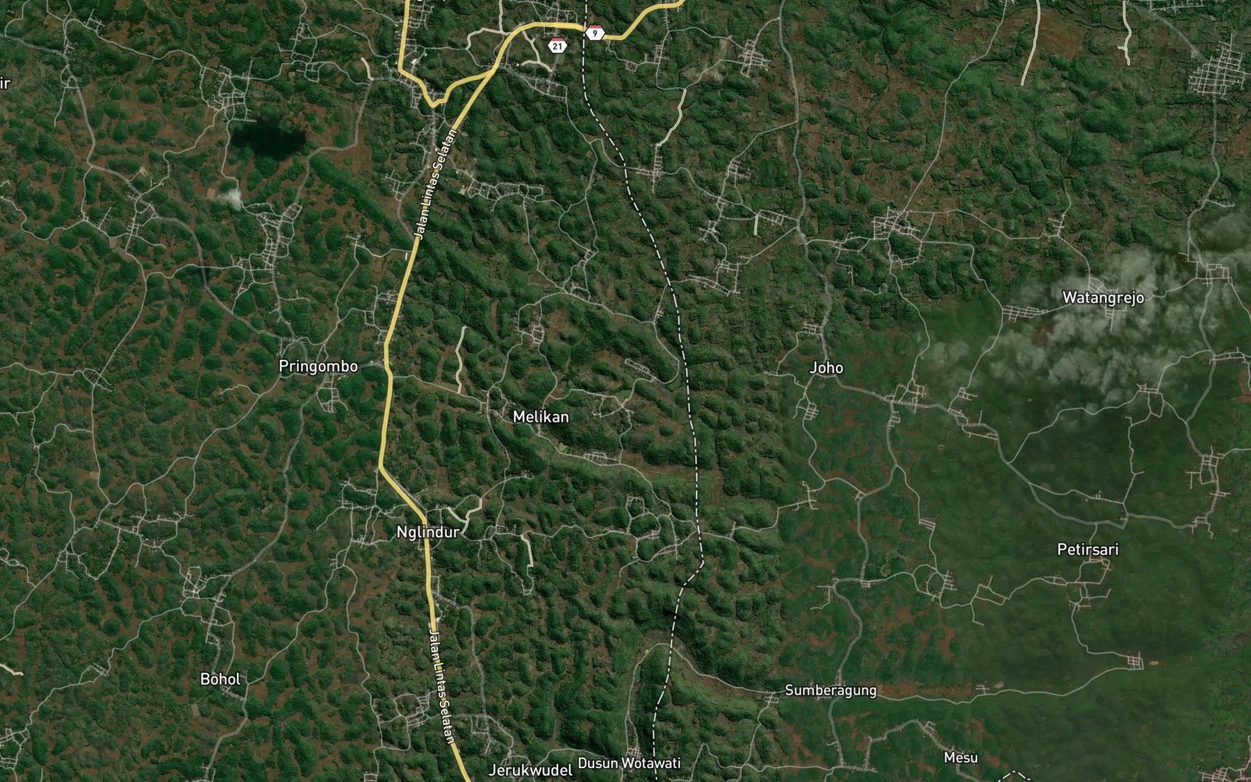 Satellite map of the Telaga Ngersari