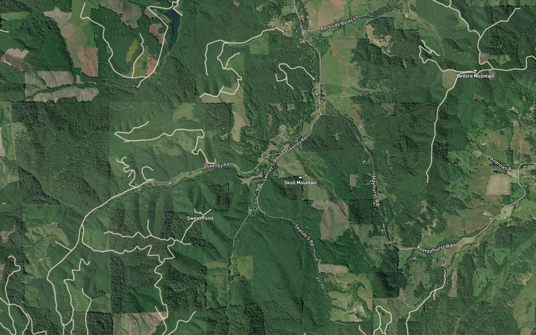 Satellite map of the South Fork Billy Creek