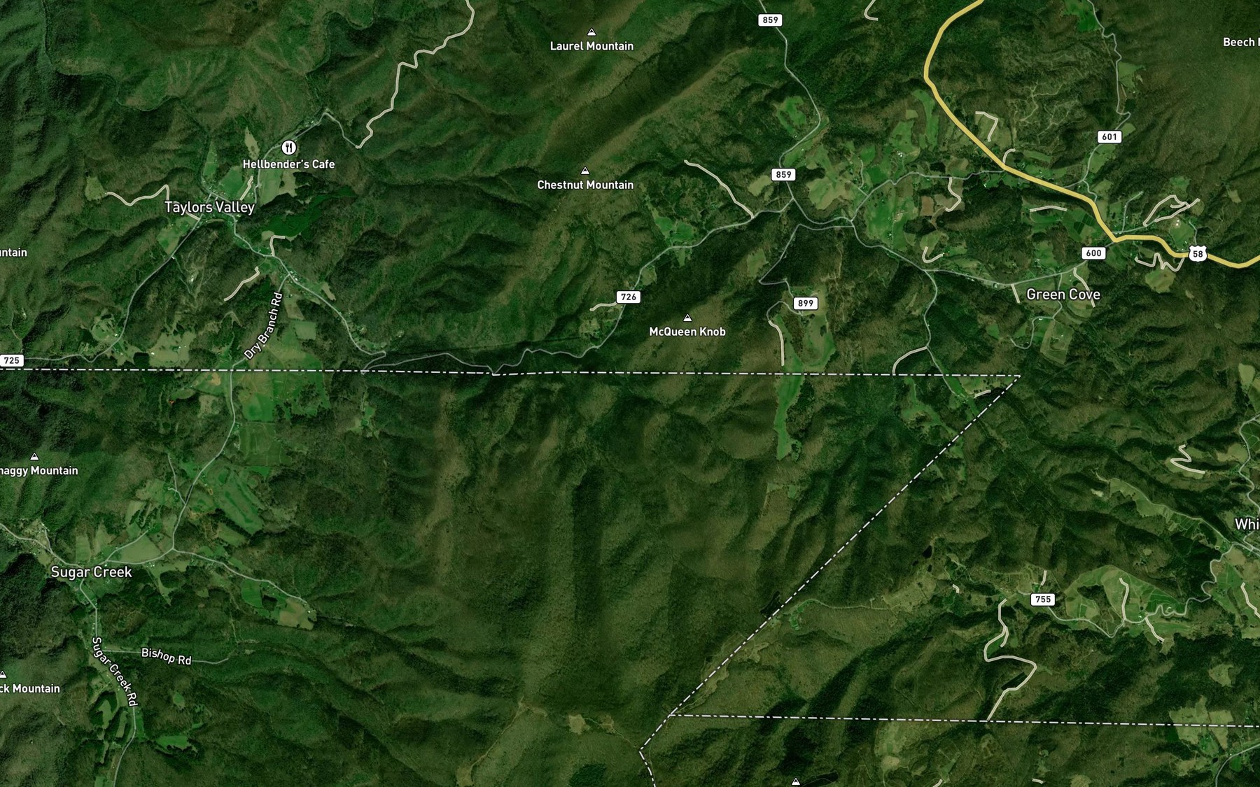 Satellite map of the Richardson Branch