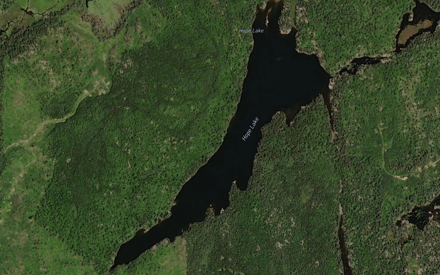 Satellite map of the Hope Lake