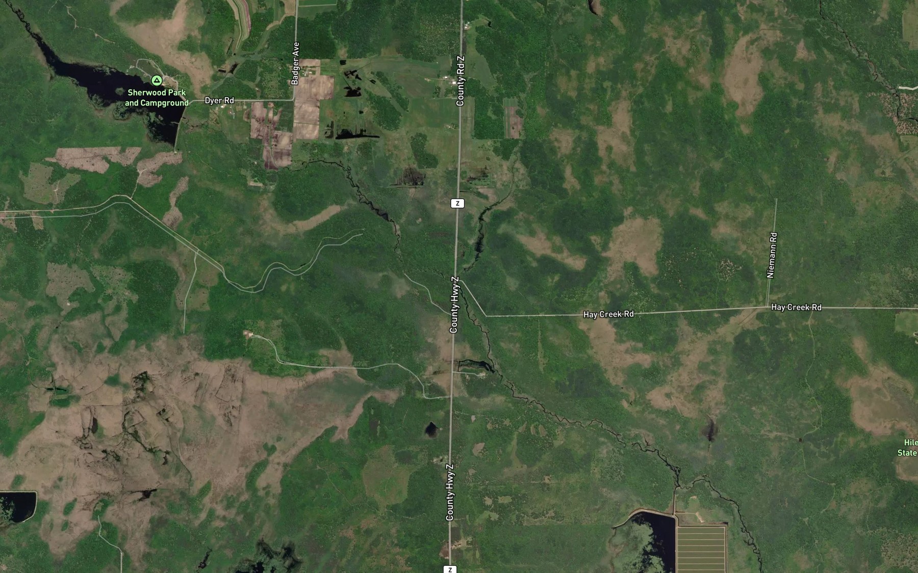 Satellite map of the Lead Creek